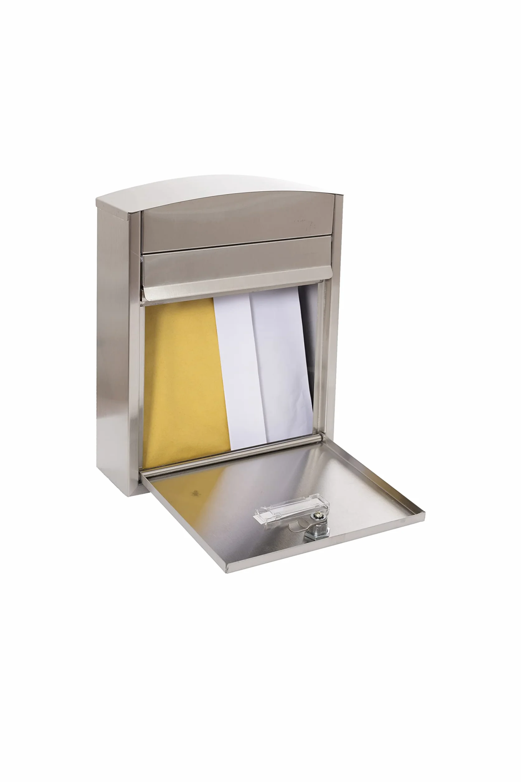 ARREGUI Compact E5737 Buzón Exterior de Acero Inoxidable, Tamaño S (Correo DIN A5) - 28.5 x 24 x 9.5 cm, Buzón de Pared Pequeño, Buzón de Correo Individual, Antilluvia, Anticorrosivo, Inox