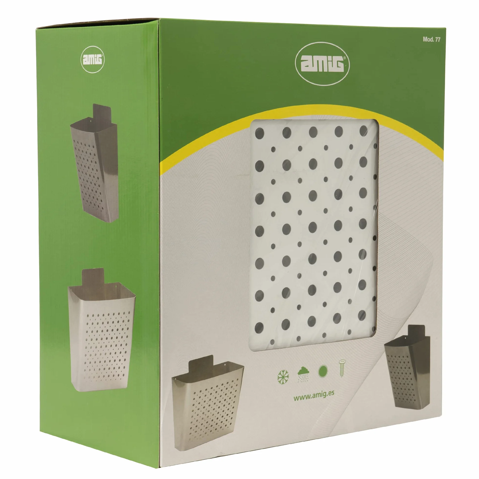 Amig - Cesta de publicidad - Buzón para Publicidad con Rejilla Frontal - Uso exterior - Acero - Blanco - 32 x 36 x 19 cm