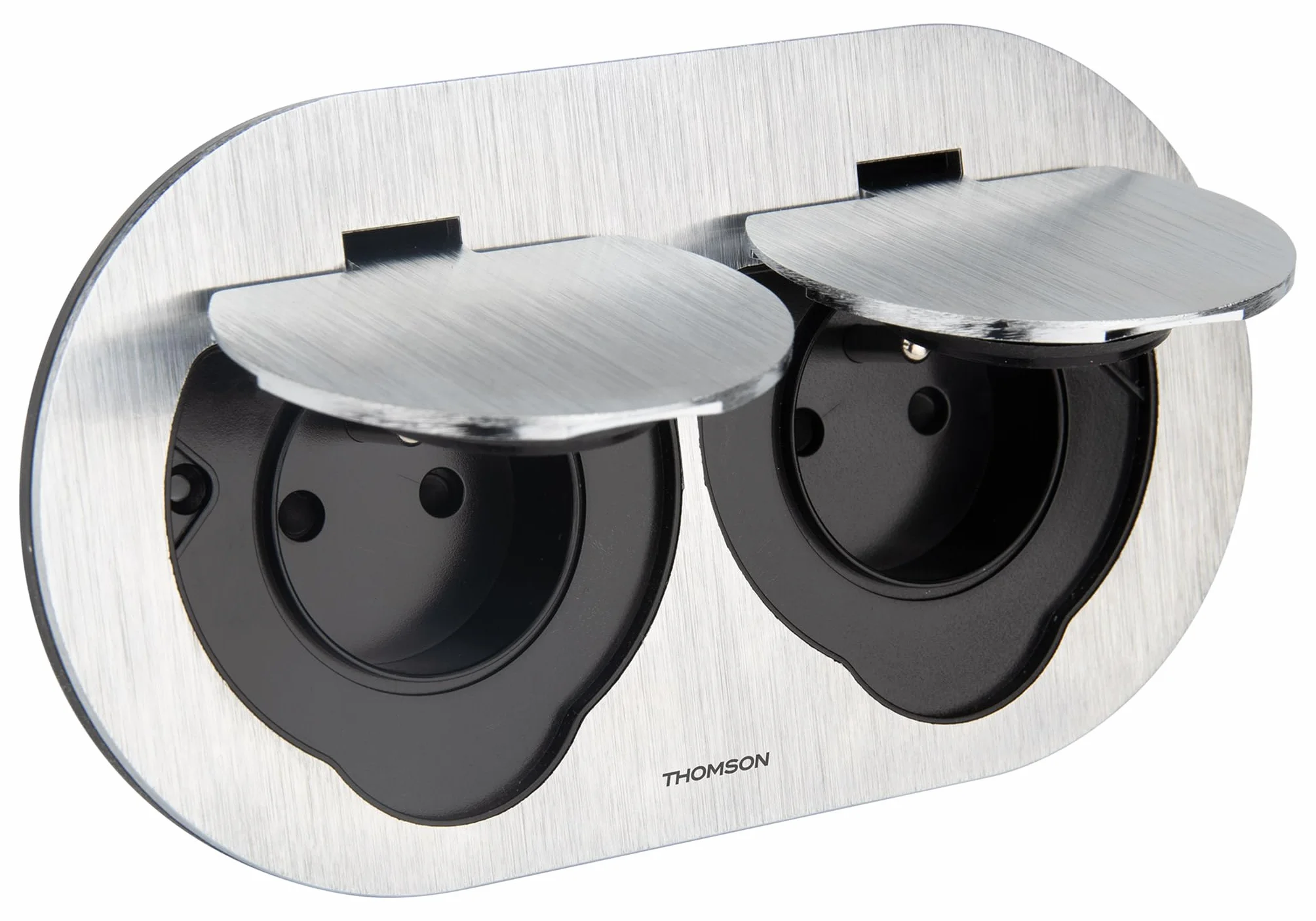 THOMSON Protec – Doble toma de suelo impermeable inicial 16A 2P+T IP55 – Metal cepillado