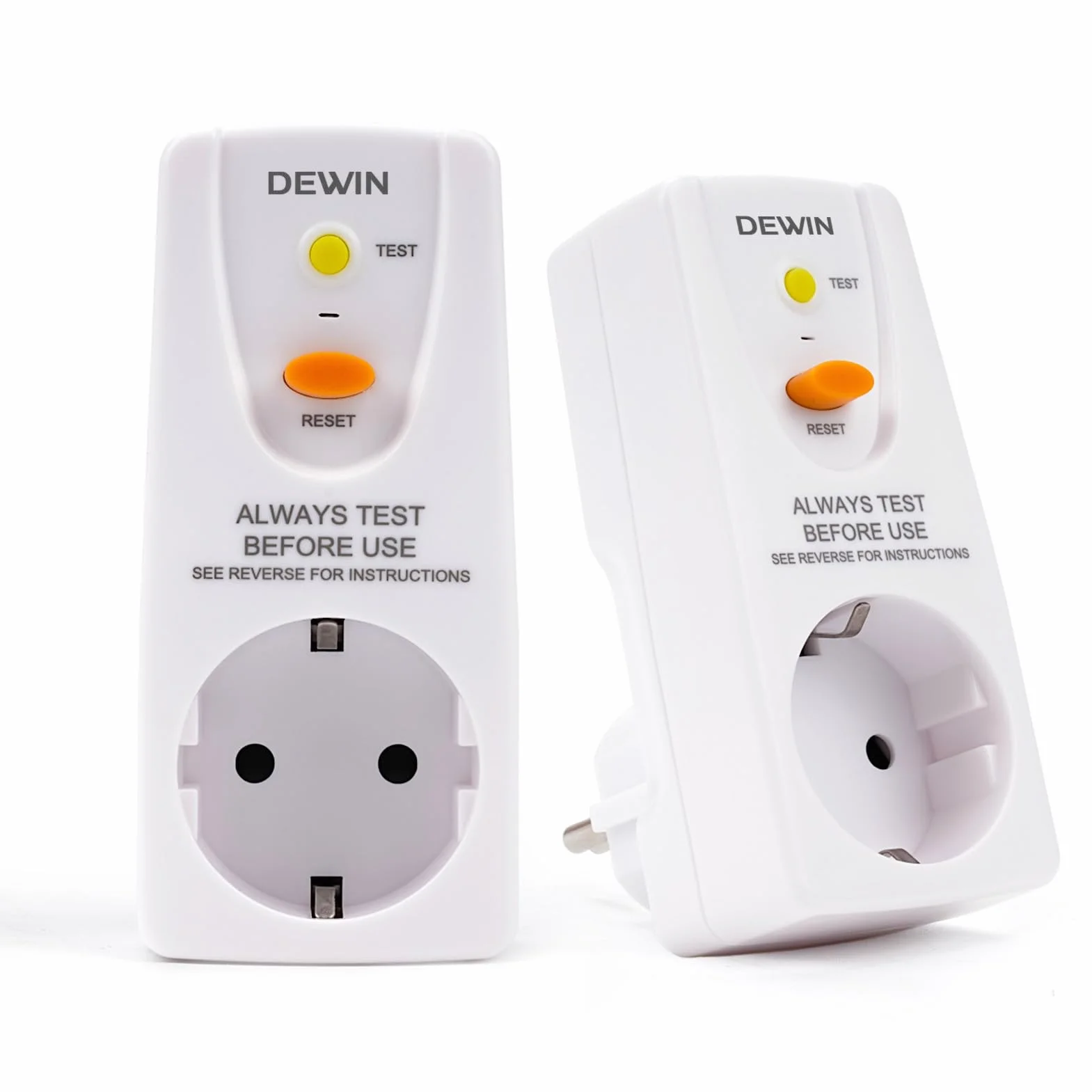DEWIN 2 Piezas Toma de disyuntor FI, 10 mA 16 A 230 V Enchufe de disyuntor de Corriente Residual Enchufe doméstico