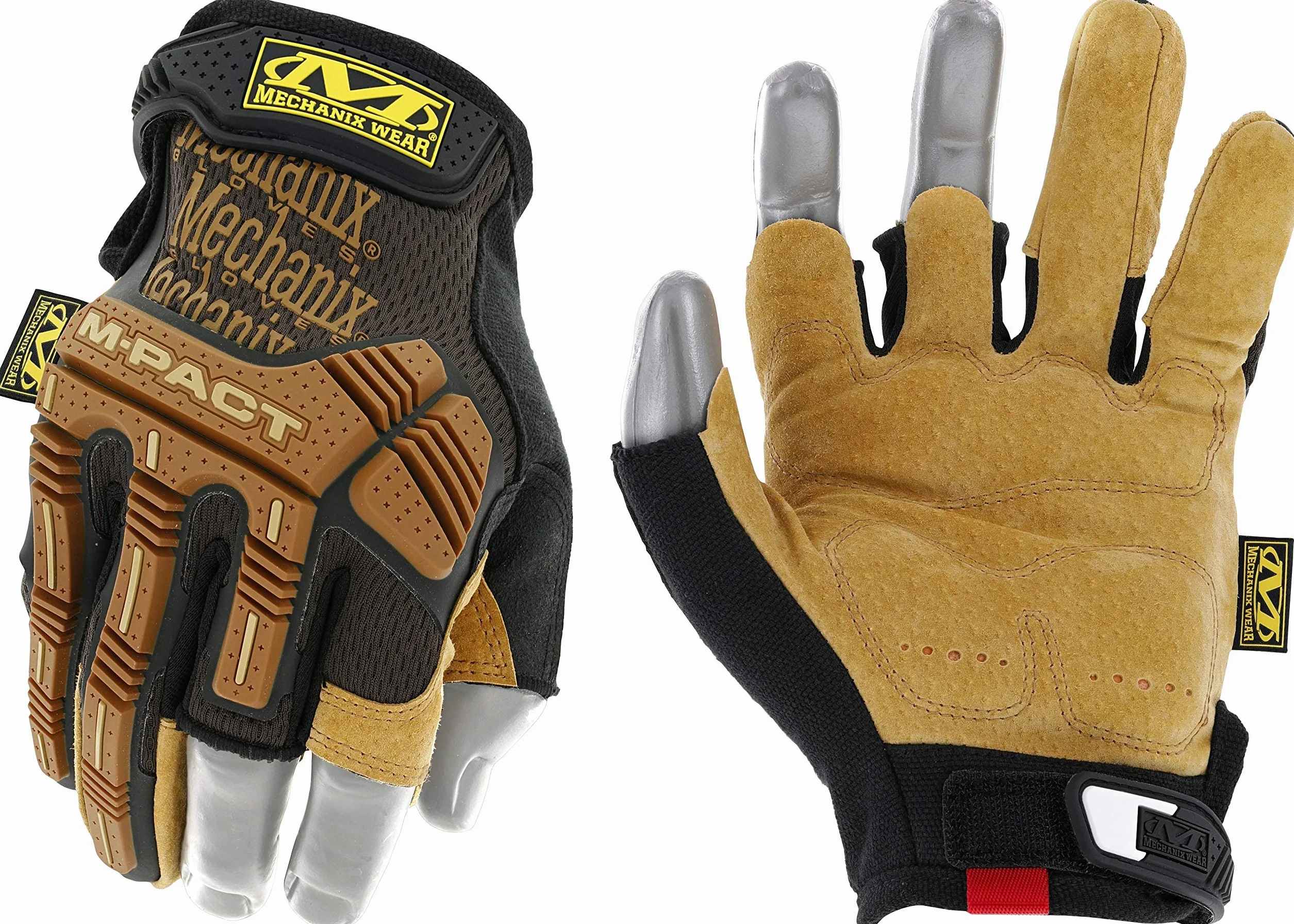 Mechanix Wear Leather M-Pact Framer Guantes, (Medium, Marrón/Negro)