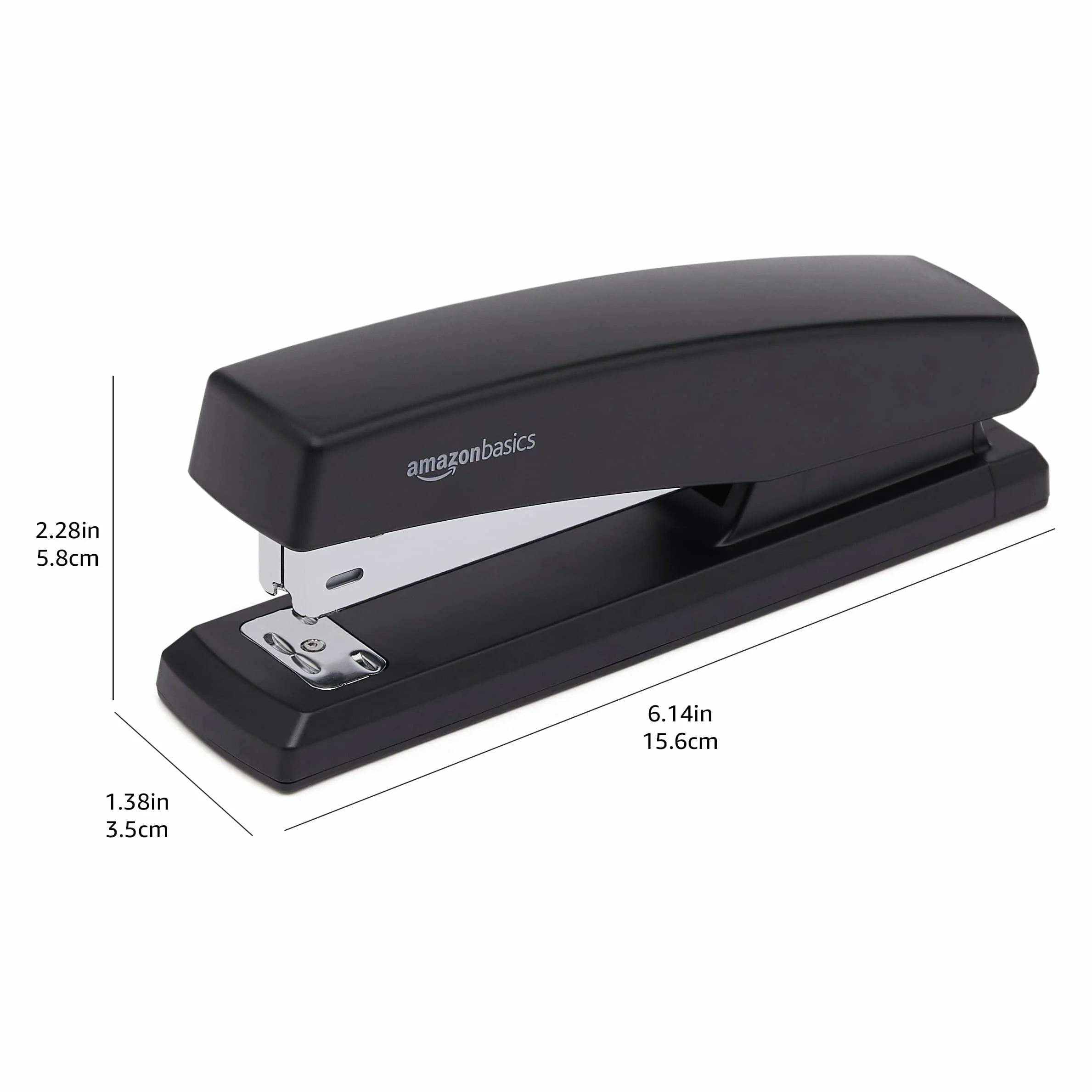 Amazon Basics Grapadora 1000 Grapas, 25 Hojas, Base Goma Antideslizante, Negro