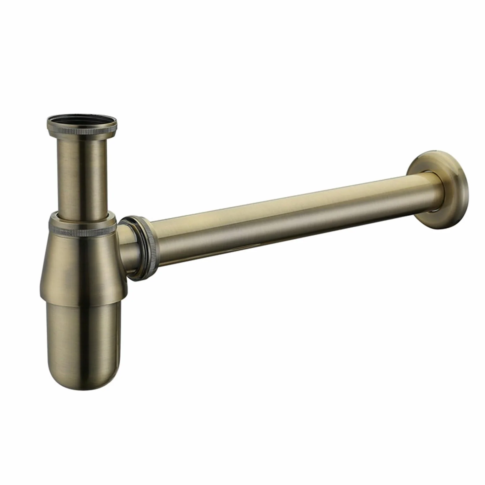 Sifón Lavabo Sifón de pared latón macizo estilo antiguo con sifón tipo P y desagüe emergente for lavabo(Gold)