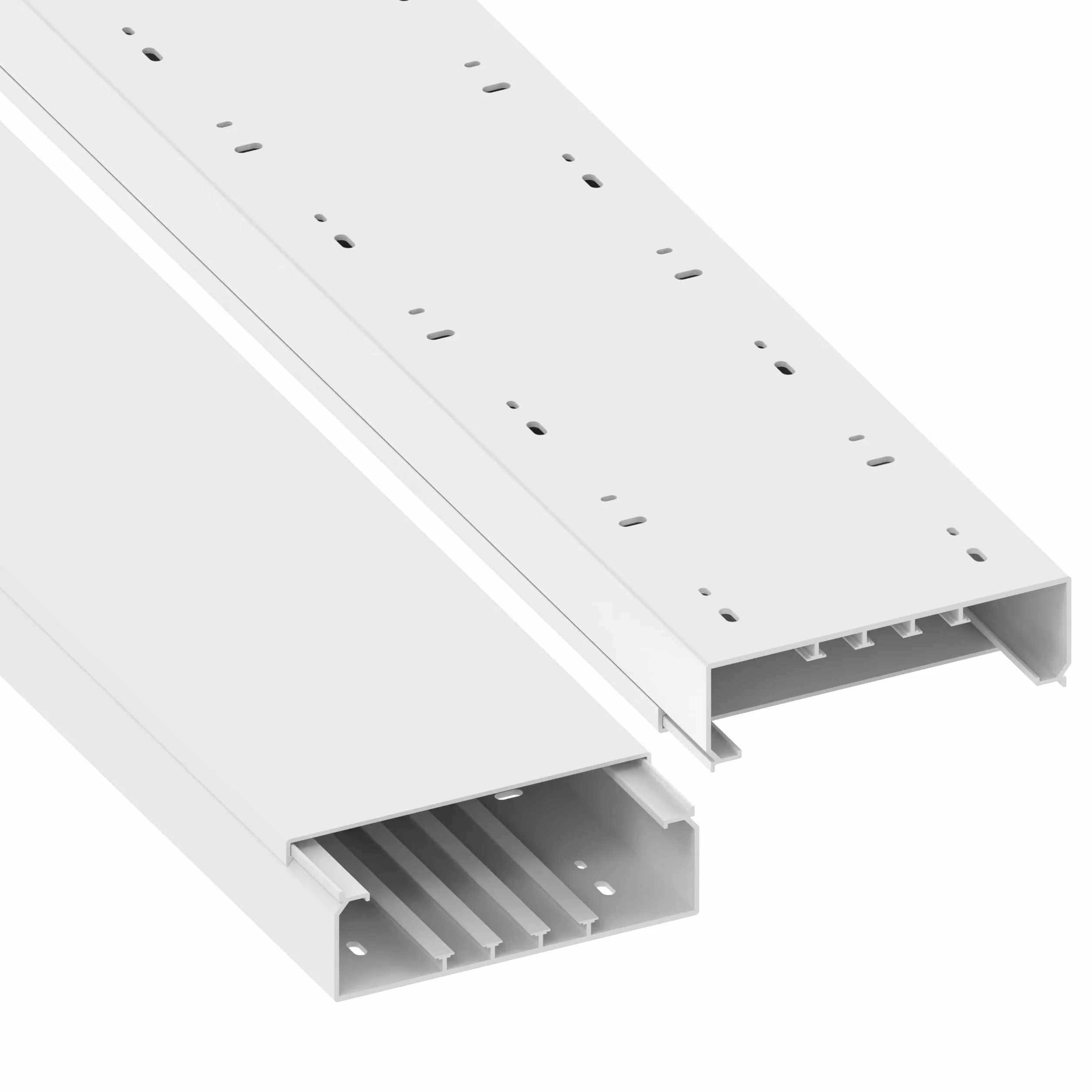 Cable Coach Canaleta para Cables Grande 60 x 200 mm, 1 m, Color Blanco, Resistente para Muchos Cables en Pared o Techo, para Interior y Exterior, Oficina, Taller, Bricolaje