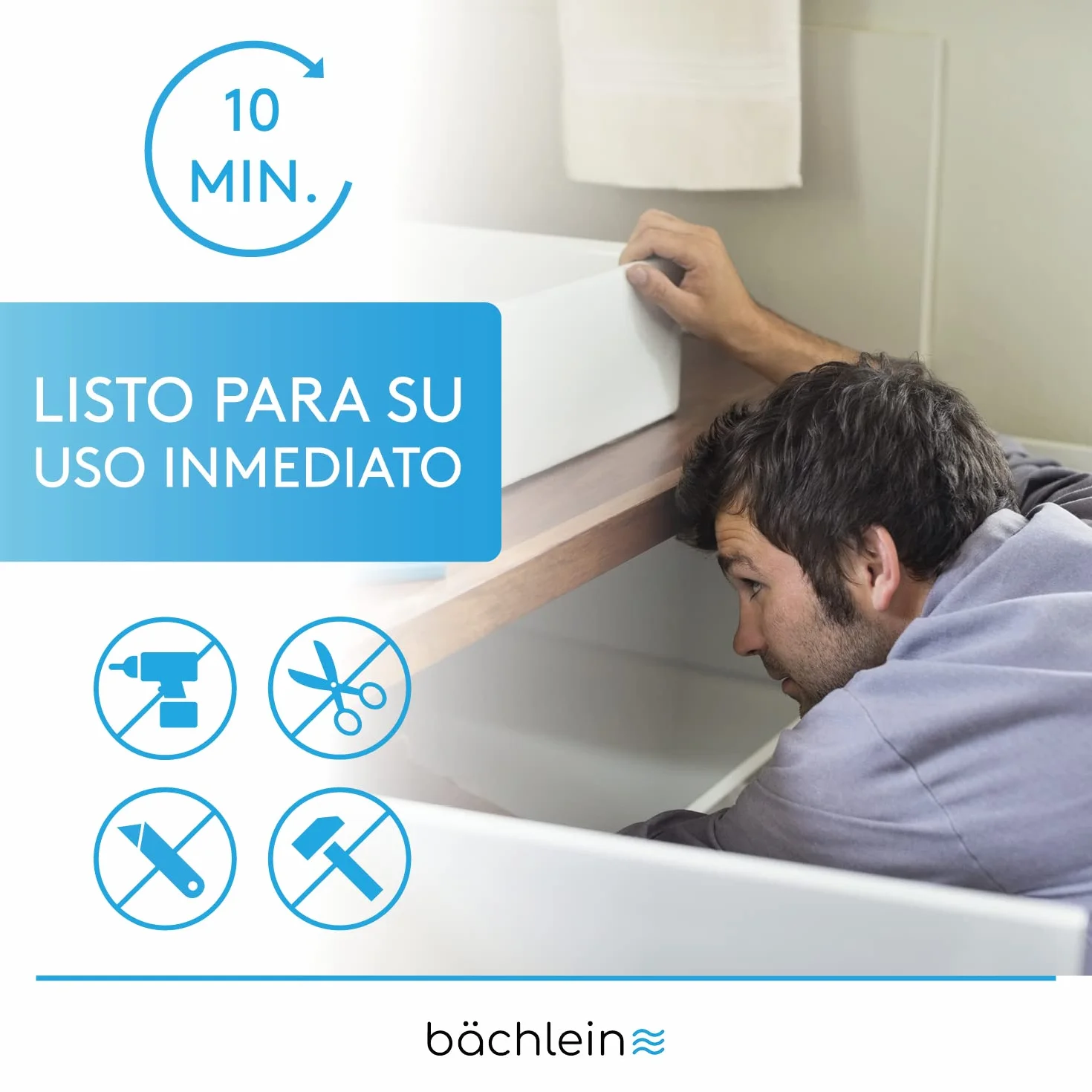 Bächlein G 1 1/4 Sifón de Lavabo Plano 32 mm para Baño - Ahorro de Espacio - Hecho en Alemania