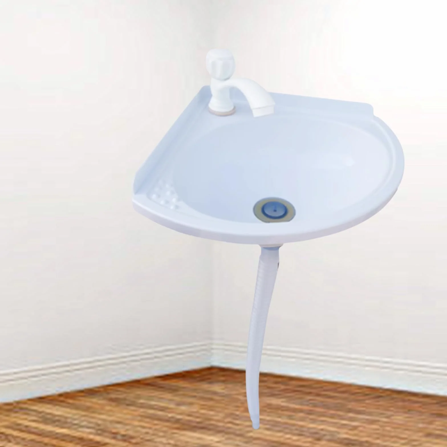 Lavabo Suspendido Lavabo del Baño Esquina Superficie,Plástico Lavabo,blanco,27.5x27.5x11cm(WxDxH),para limpiar artículos, bañar mascotas, lavarse las manos, etc (A)