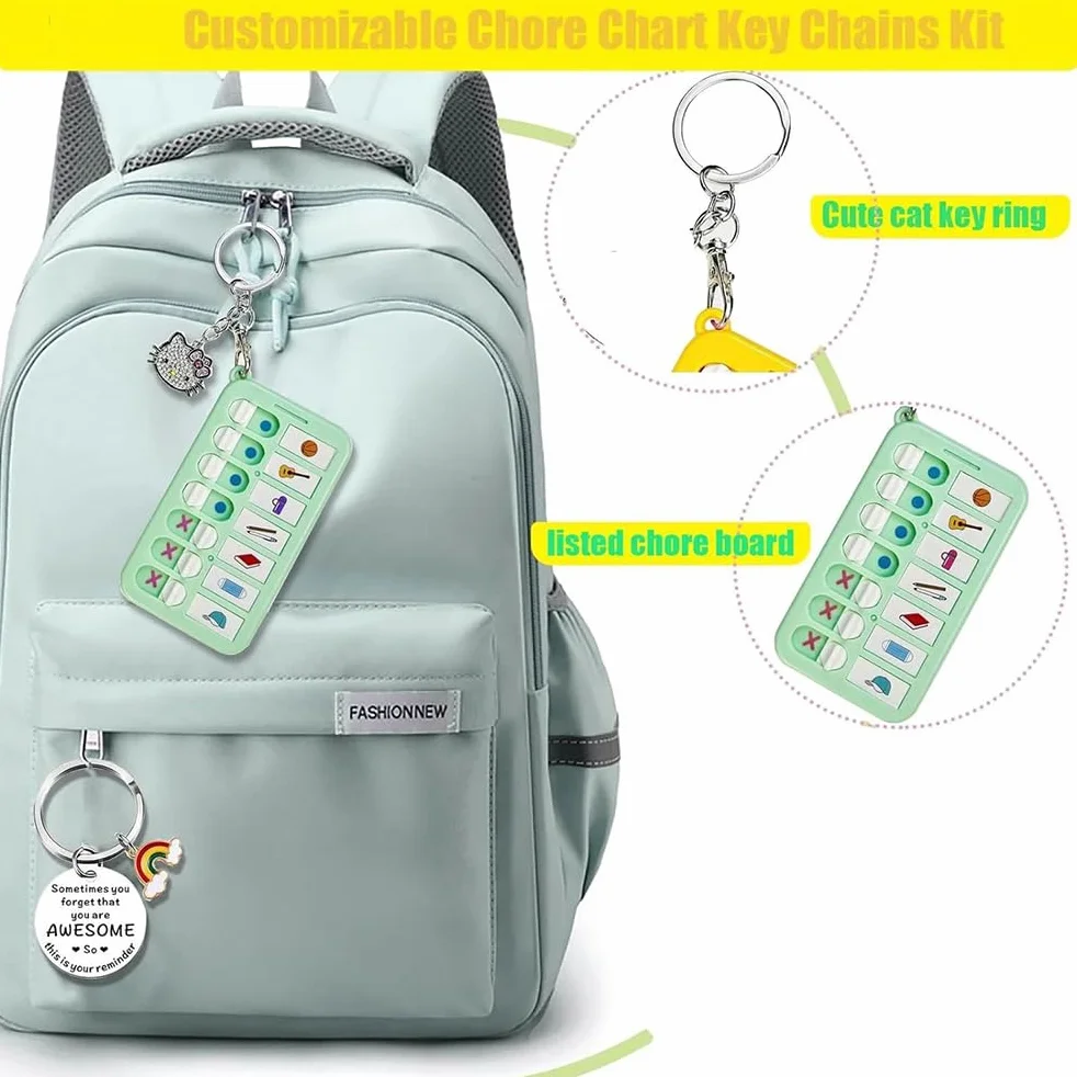 Set de 2 piezas agenda semanal para niños con lista de tareas pendientes y 10 pegatinas, tablero de rutinas, verde y naranja