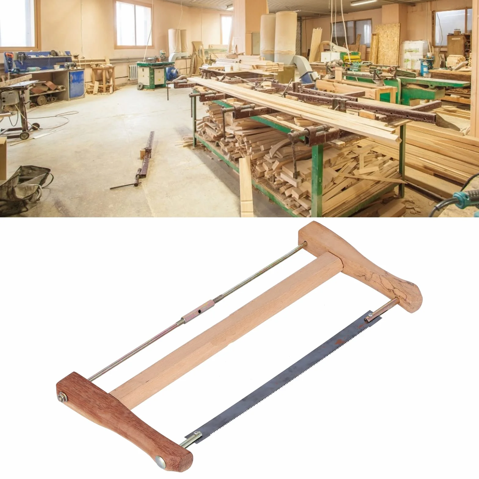 Cryfokt Sierra de Marco de Acero Al Manganeso, de Madera de Teca, Herramienta de Corte de Madera para Carpintero, Carpintero Artesanal (Tamaño grande (580 mm))