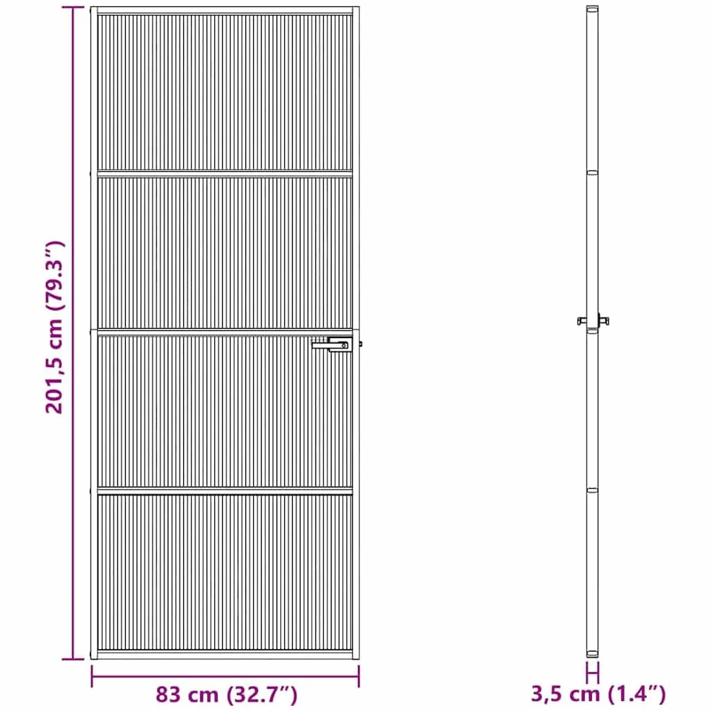 vidaXL Puerta para el Hogar 83 x 201,5 x 3,5 cm, Puerta Interiores Rectangular Moderna, con Cristal Templado y Marco de Aluminio, Ideal para hogar, Oficina y renovaciones