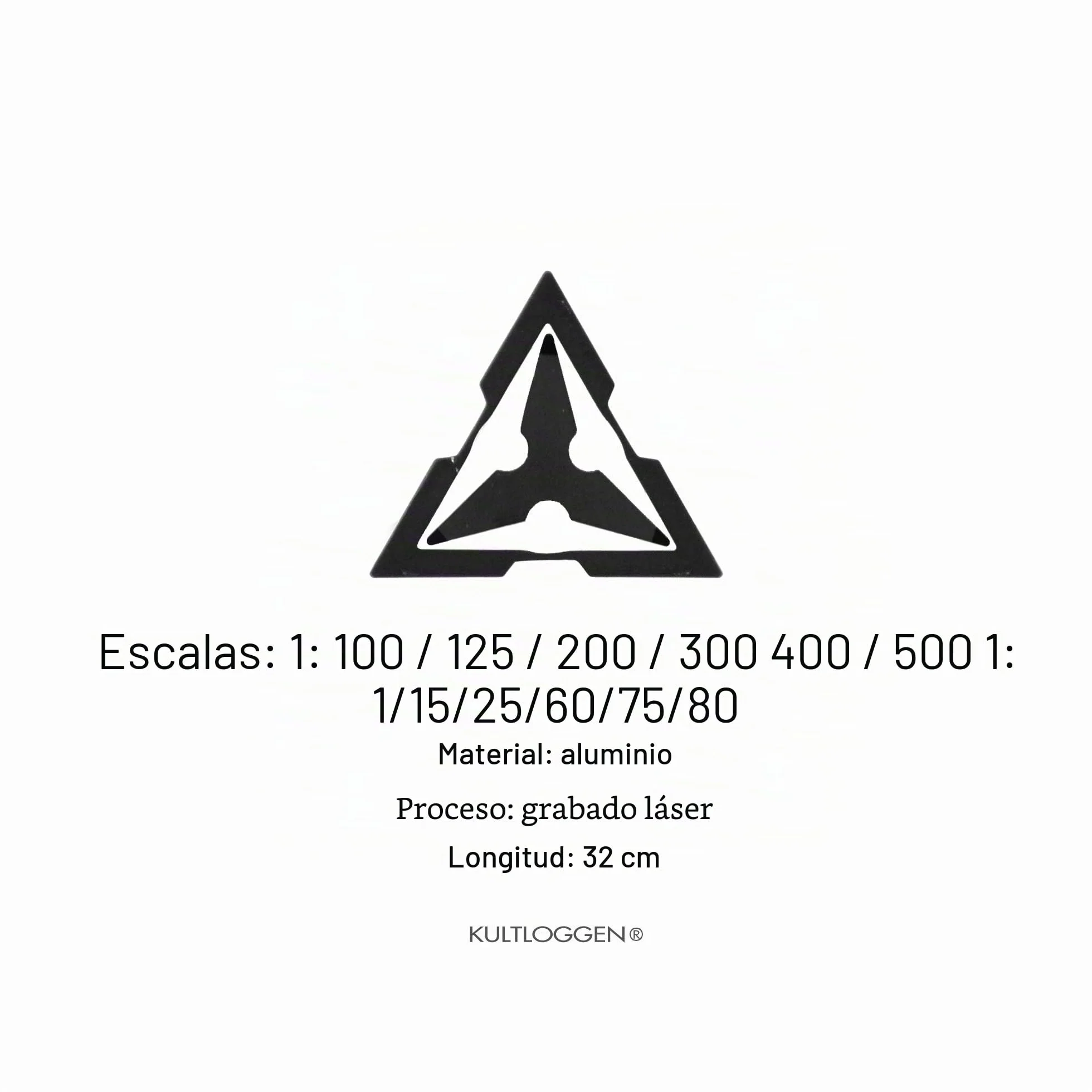 Escala triangular aluminio Regla grabada con láser 2 piezas
