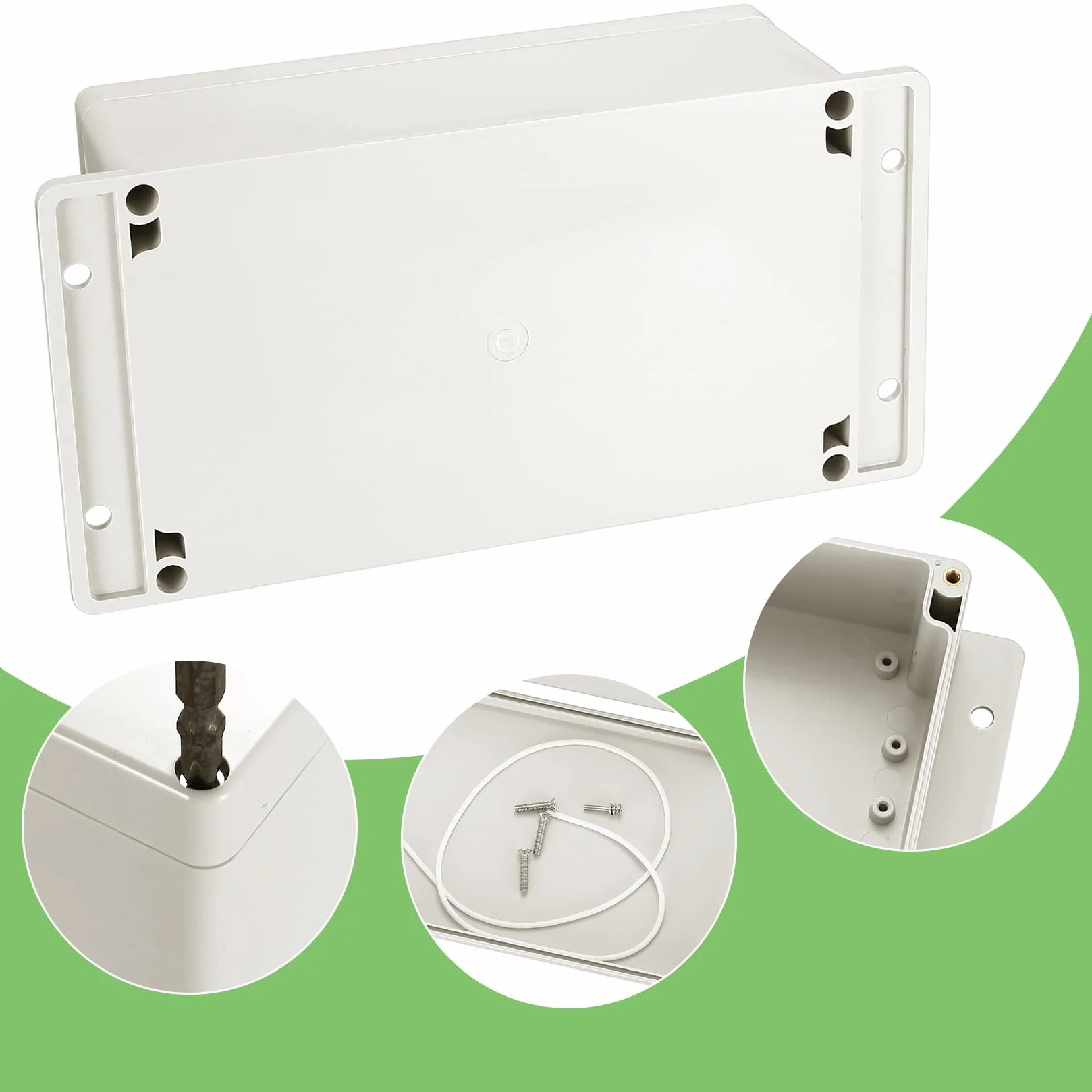 Caja de conexión para electrónica, caja de derivación impermeable IP65, caja de distribución de pared, caja de proyecto electrónico, caja de conexión (Gris-blanco con orejas, 200x120x75mm)