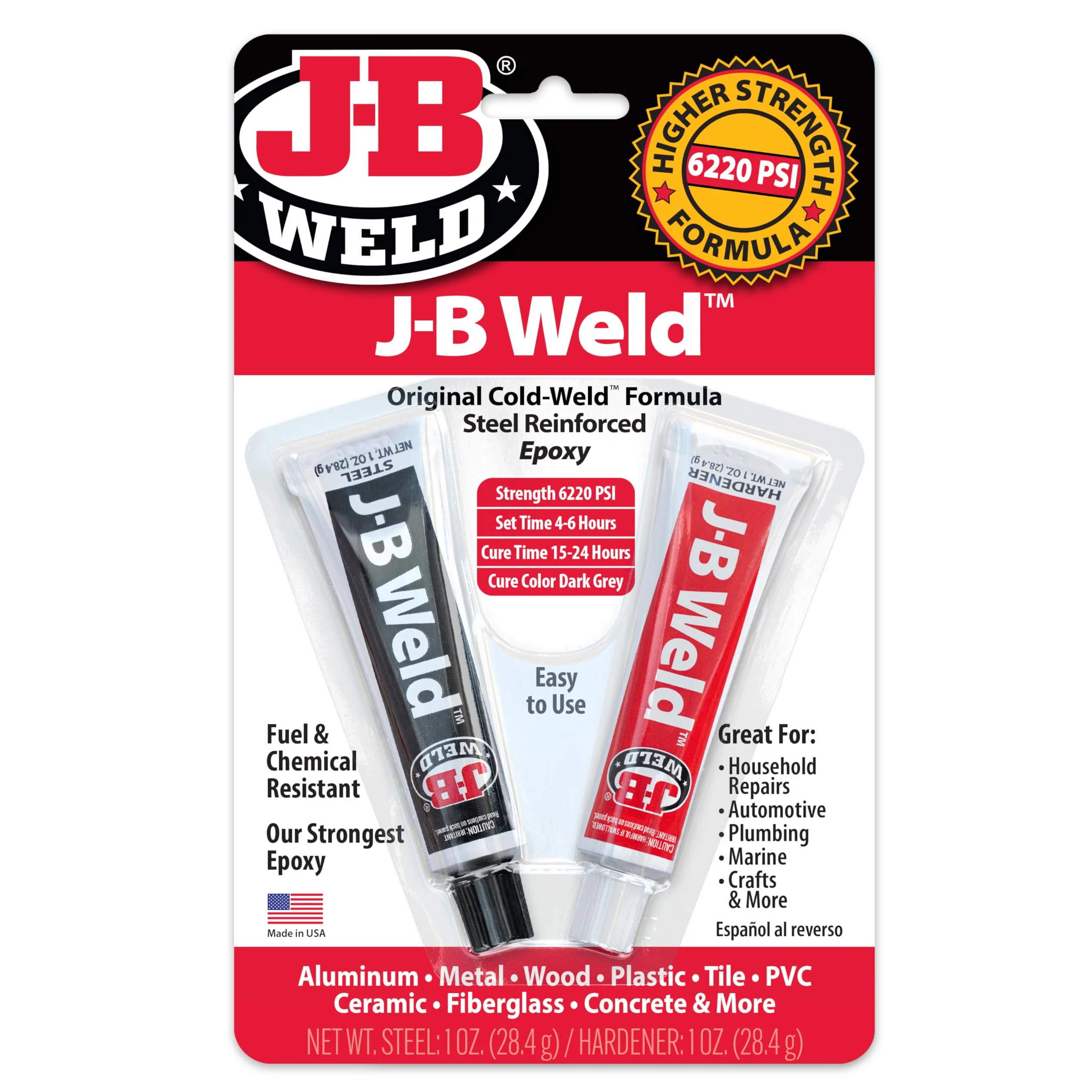 J-B Weld 8265S Epoxi reforzado de acero frío con endurecedor, 56.7 g (1)
