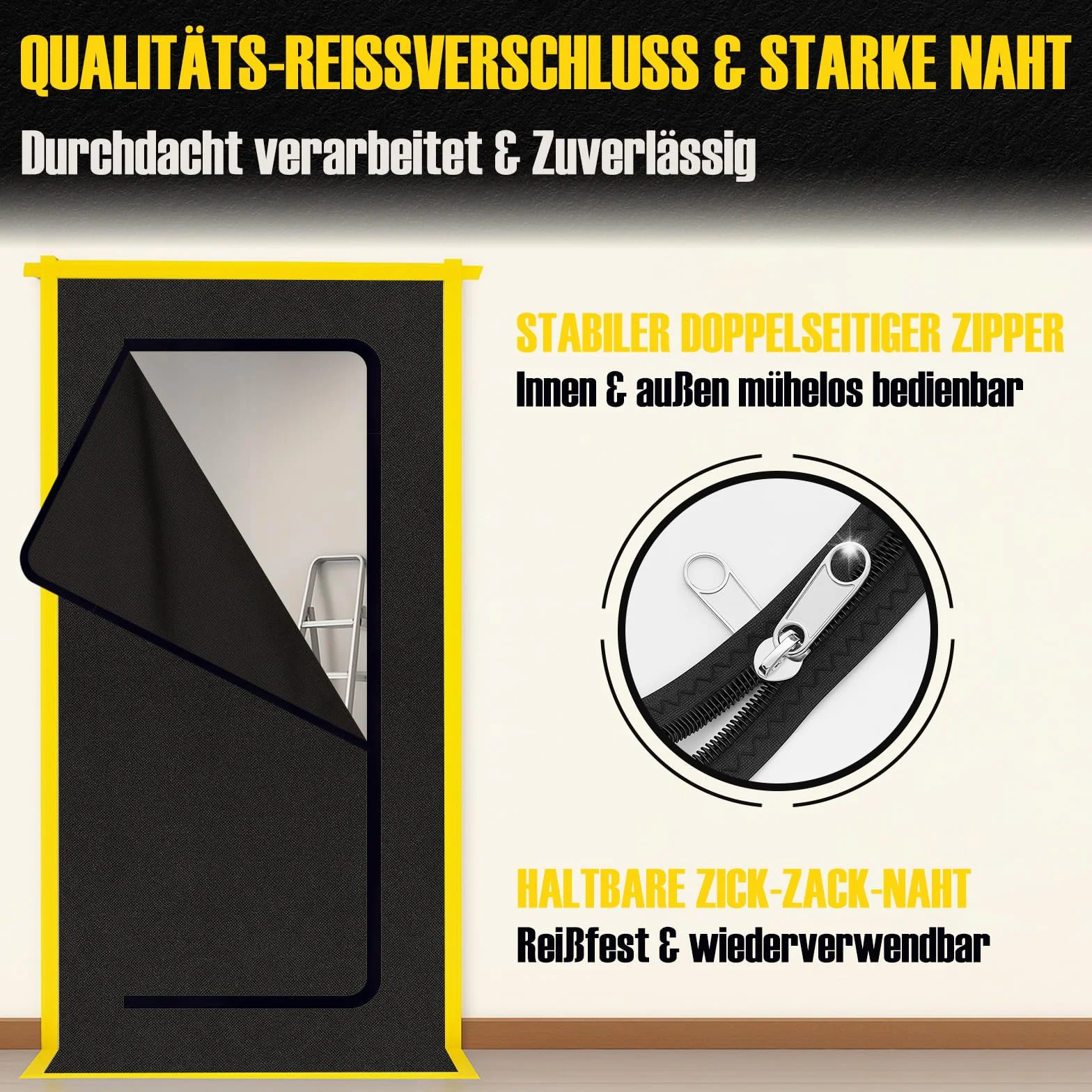 2 protectores antipolvo con cremallera, 1,1 x 2,2 m, resistentes al agua, reutilizables, protección contra el polvo, puerta de obras, esclusa de suciedad durante la reconstrucción y renovación