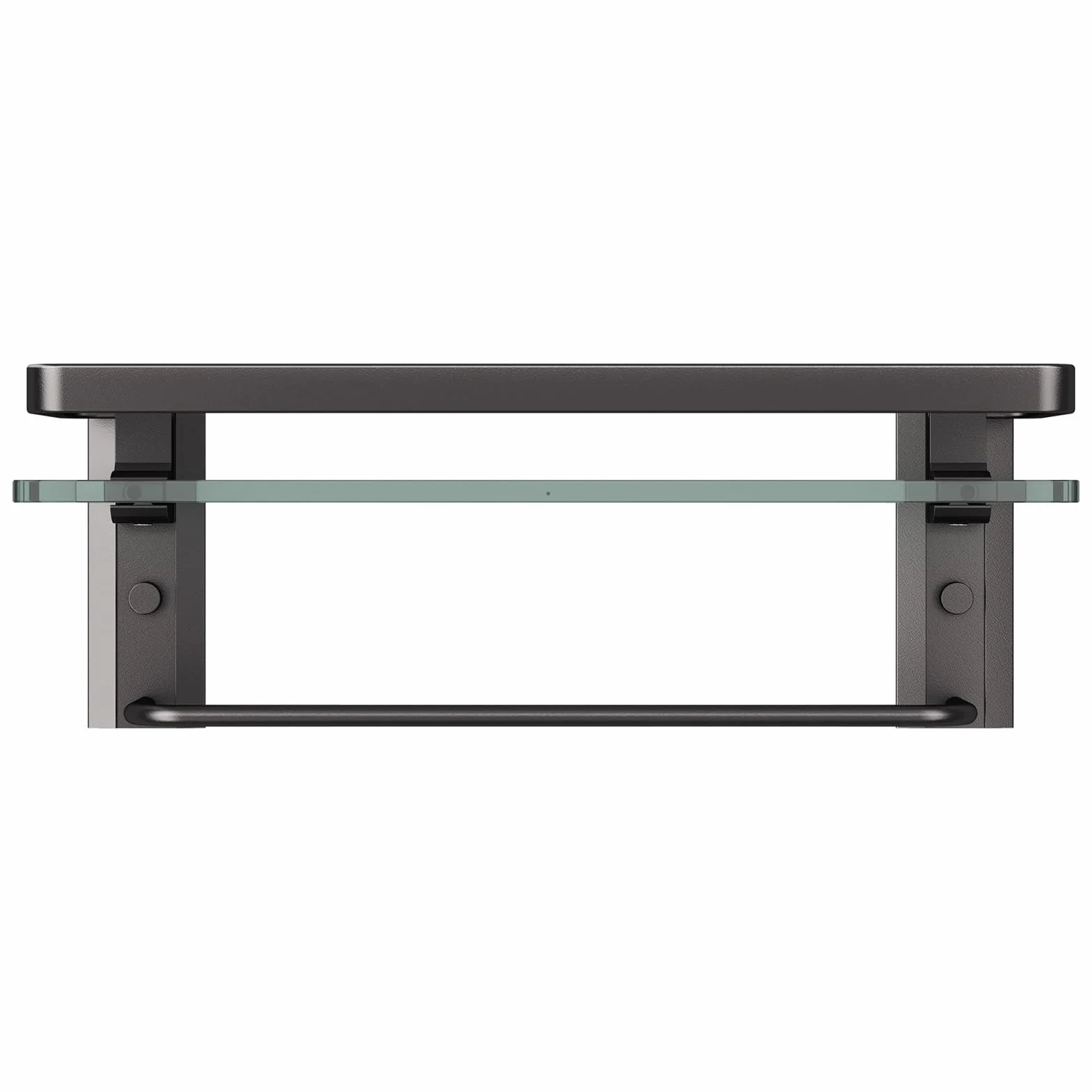 Danpoo Estantes de baño de cristal montado en la pared con toallero, estante organizador de baño, color negro