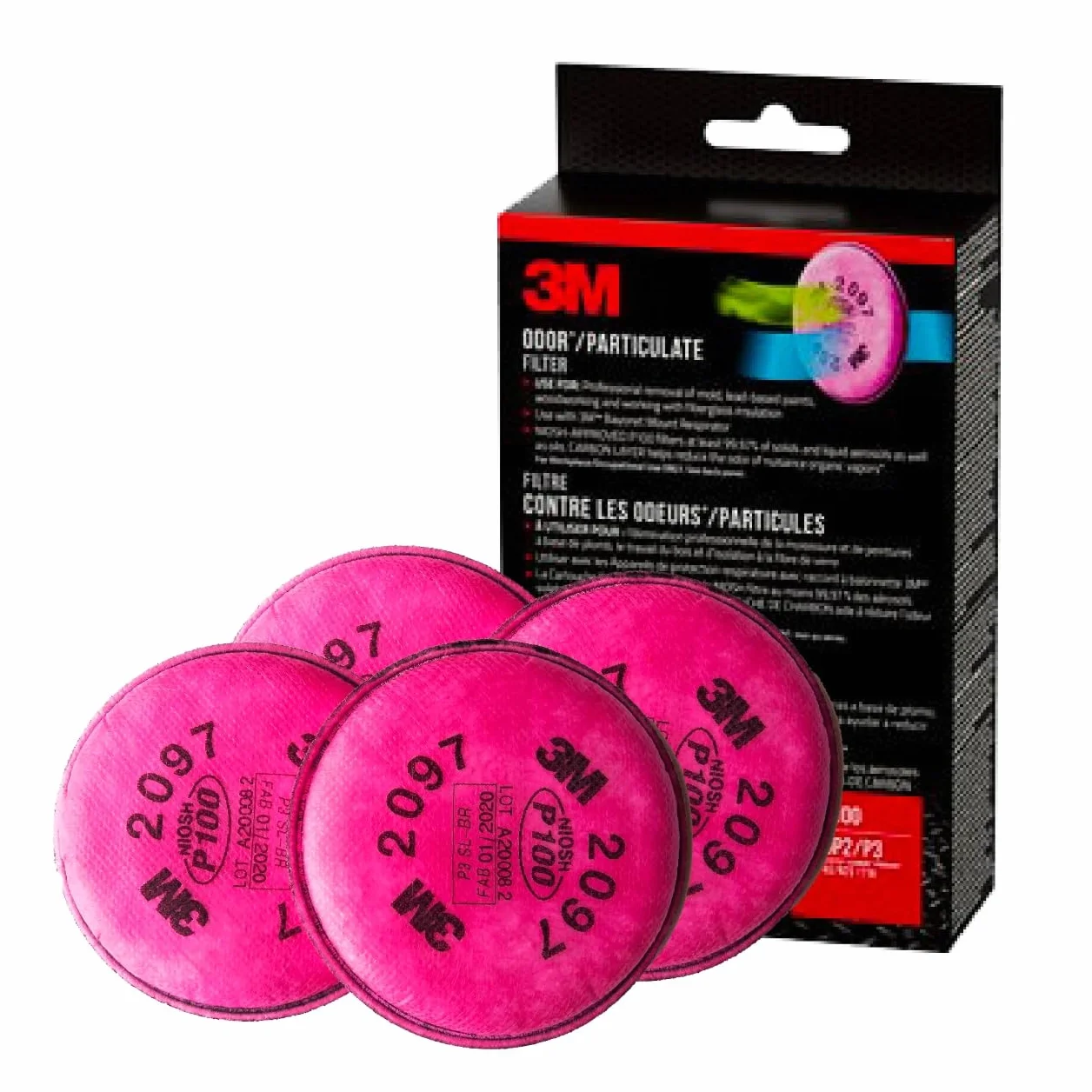 3 M P100 filtro de partículas con Nuisance nivel Organic vapor liberación, 2097PA1-A