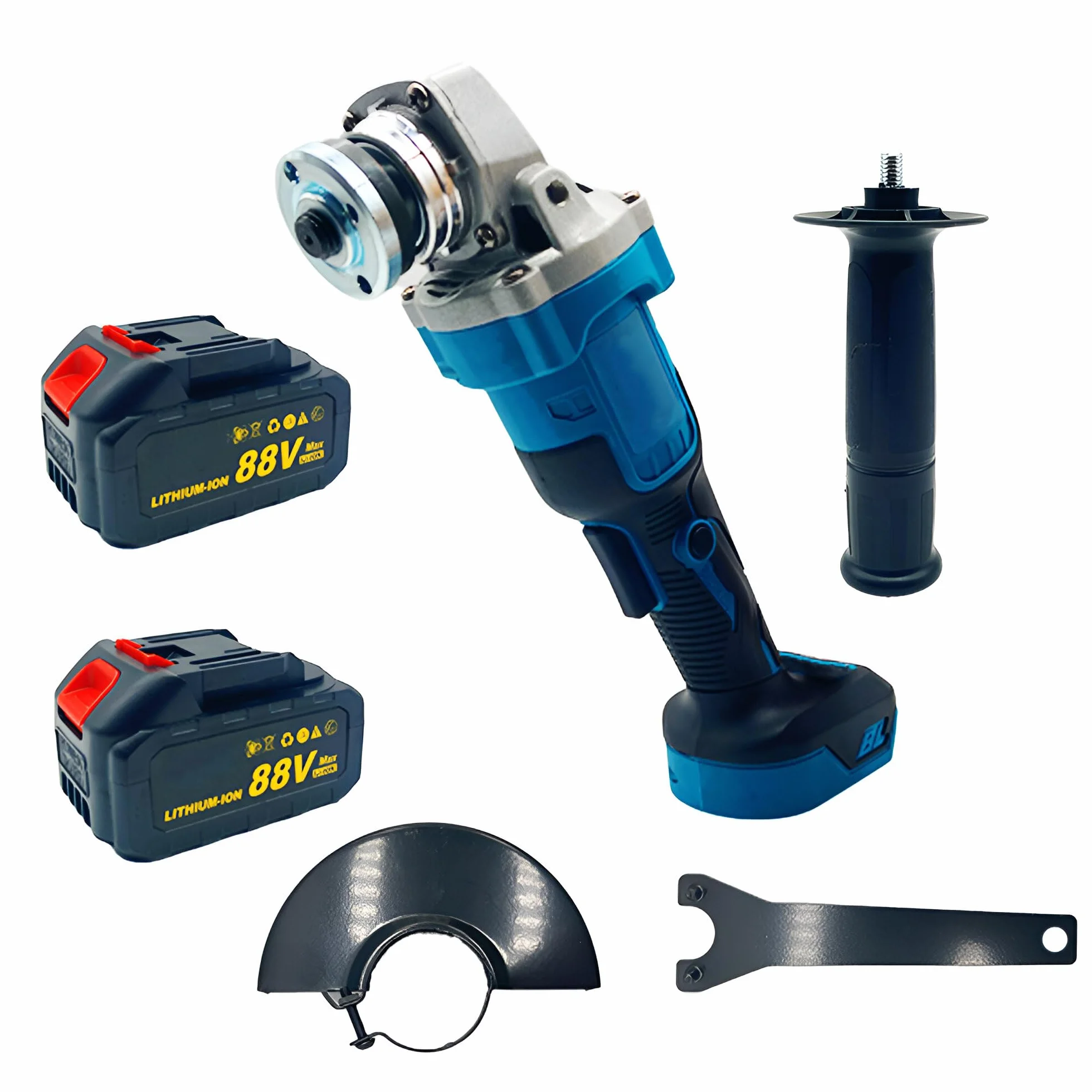 Kit de herramientas profesionales de 88 V, maletín, destornillador, amoladora angular y taladro de impulsos, 2 baterías, 14 puntas, kit 3 en 1