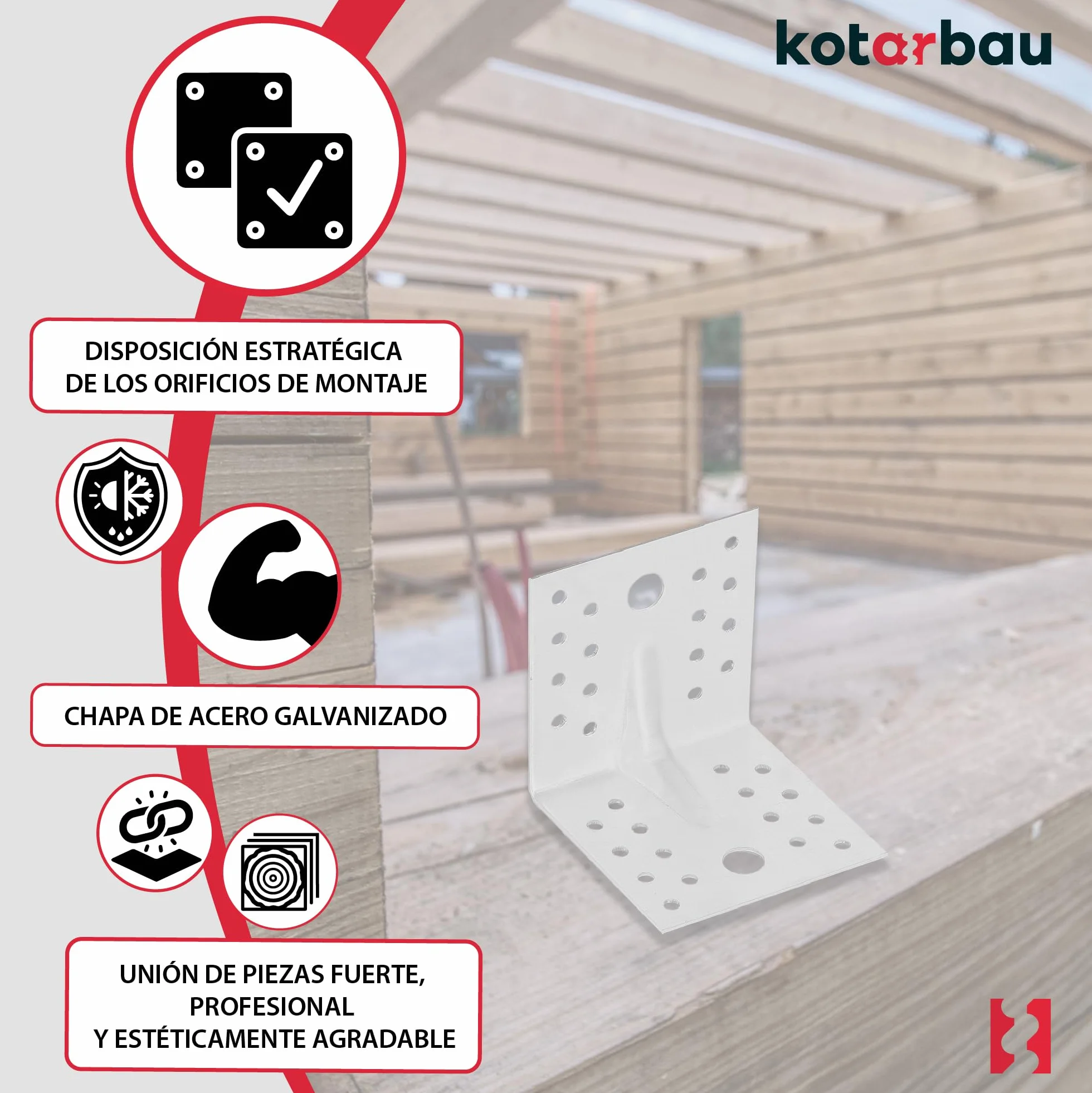 KOTARBAU® 25 Pezzi Conectores En Ángulo - Acero Galvanizado - 80 x 80 x 80 mm - Plata - Escuadras Metálicas - 90 Grados - Escuadras Para Madera - Fácil Montaje - Resistente A La Corrosión