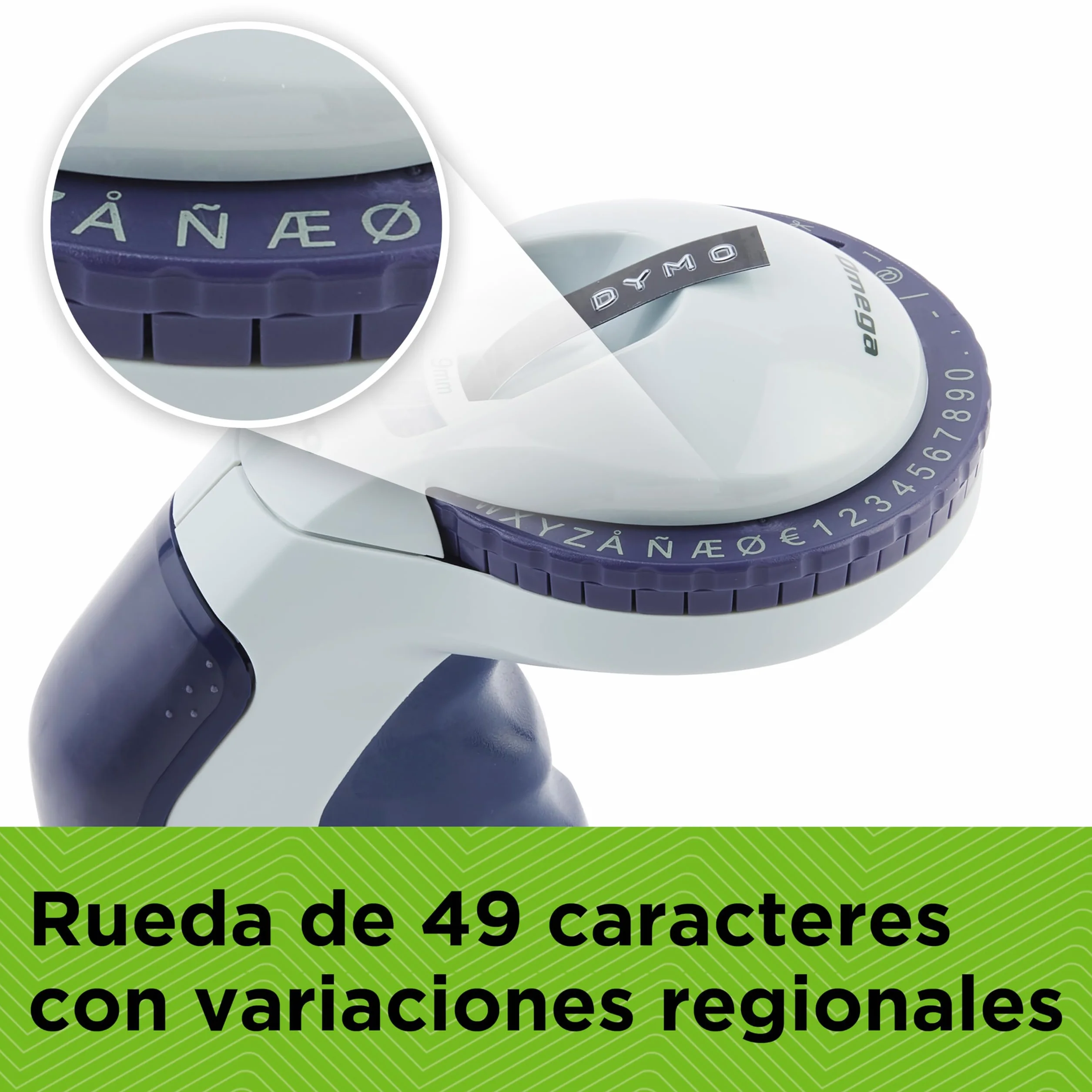 DYMO Omega rotuladora de estampación pequeña con sistema de giro y clic diseño ergonómico