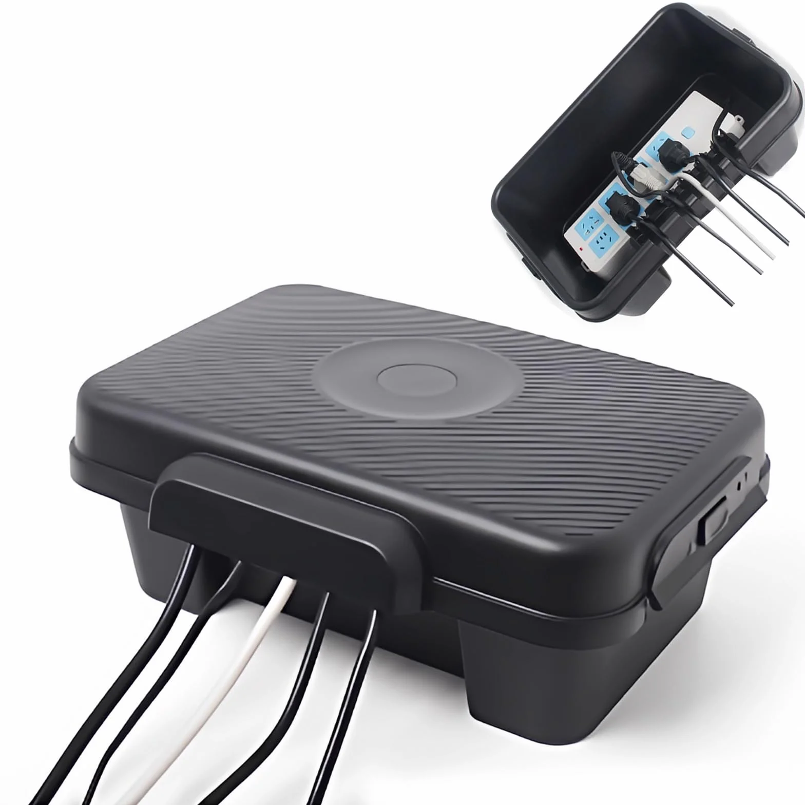 Caja Registro Electrico, Caja Estanca Exterior Electrica Ip44 para Cables de Extensión, Protege Regletas, Enchufes, Tomas de Corriente, Luces Decorativas, Negro(36x25x13.5cm/14x10x5.3in)