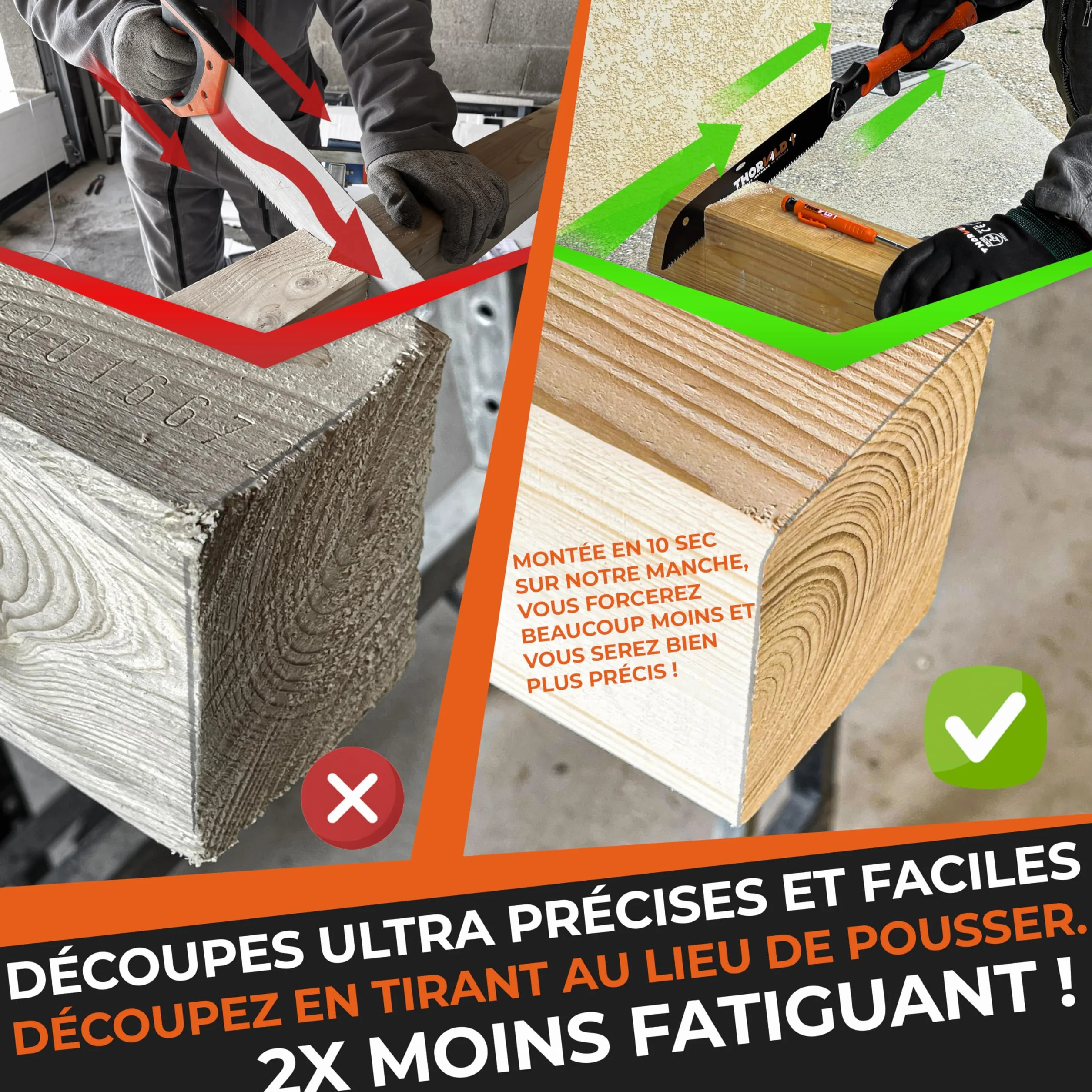 Sierra japonesa plegable (23 cm, incluye marcador de agujeros profundos, sierra de mano profesional de alta precisión, sierra de mano de madera y PVC, versátil sierra de podar, sierra plegable