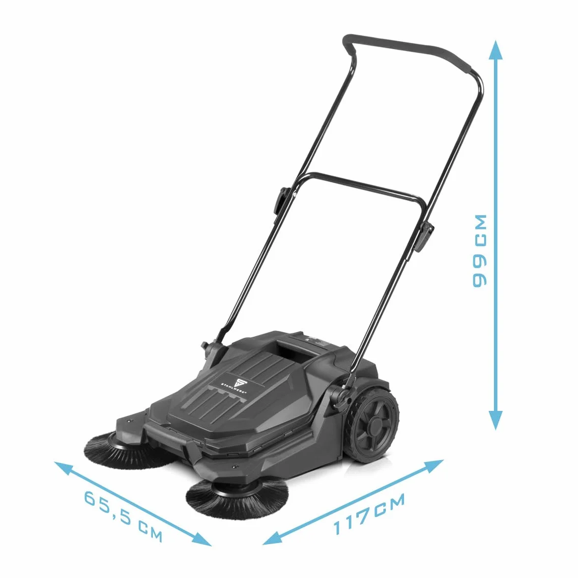 STAHLWERK Barredora SL-20 ST con 650 mm de ancho y 20 l de capacidad de barrido manual | Barredora manual con 2 cepillos
