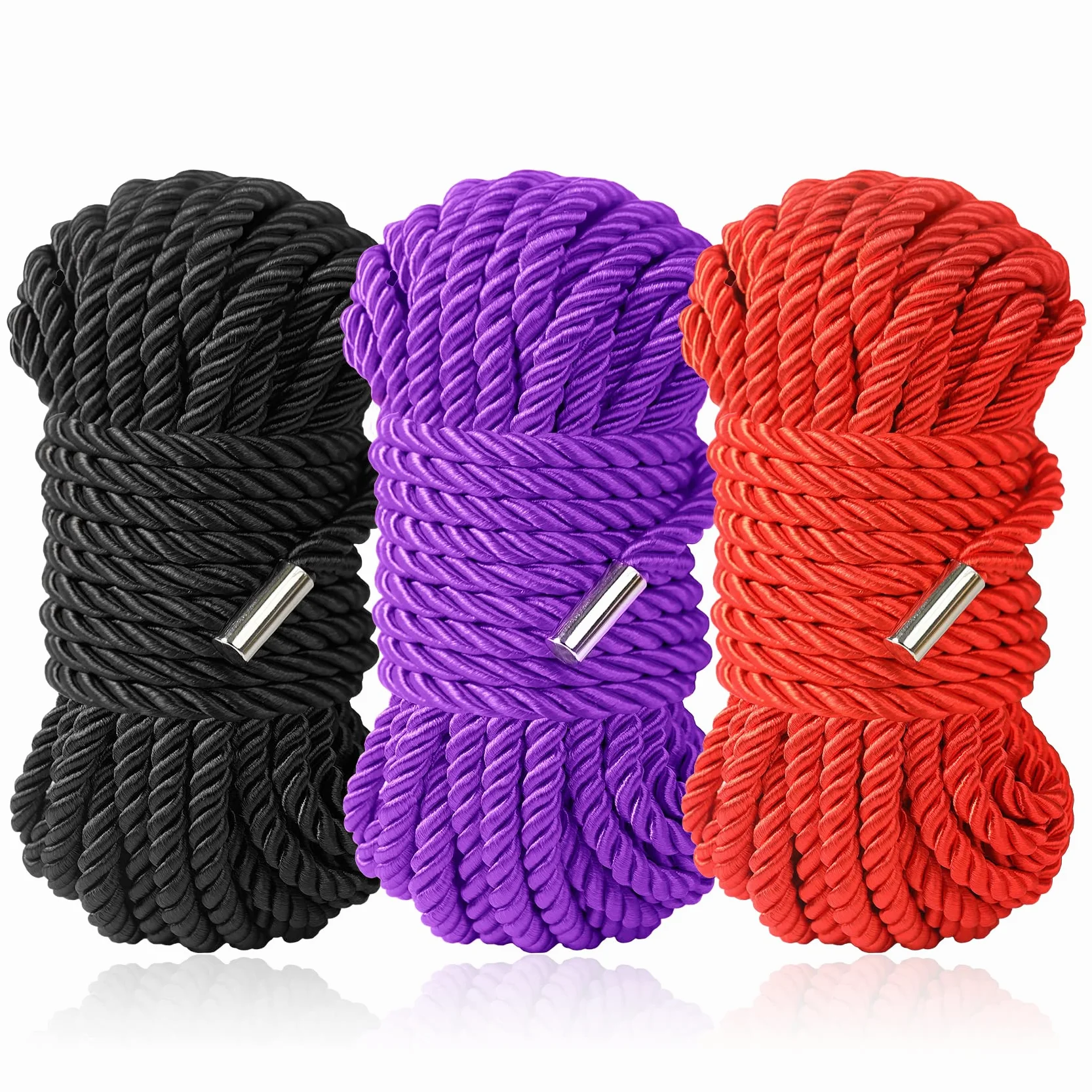 Cuerda de seda, suave y respetuosa con la piel, duradera, 32 pies, 8 mm, cuerda trenzada de satén larga multiusos (3 colores)