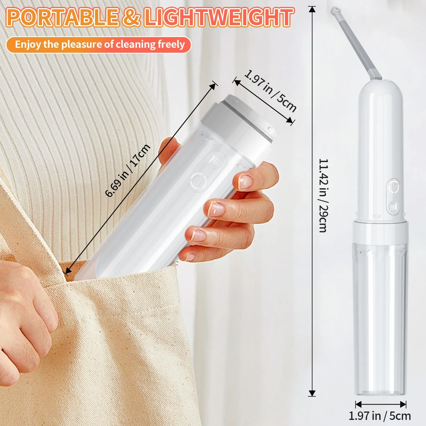Bidé de viaje portátil recargable 180ML, IPX7 impermeable Bidé eléctrico pulverizador con 3 modos de pulverización para la higiene personal de limpieza, calmante cuidado postnatal