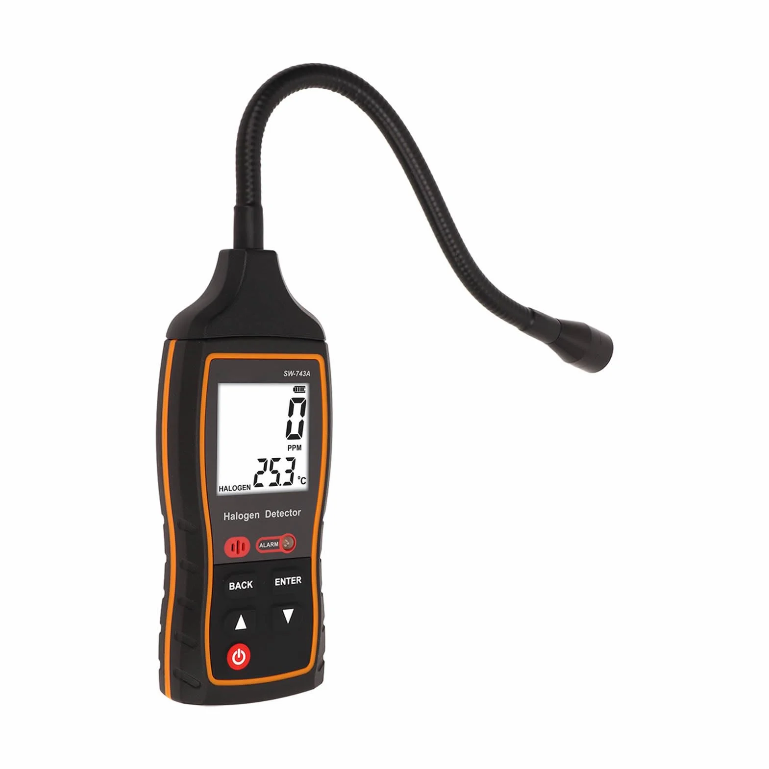 Jeffergarden Detector de Gas Halógeno Detector de Gas Refrigerante ABS 0 a 1000 PPM con Sonda Flexible de 26 Cm LCD y Sensibilidad Ajustable para HVAC AC Refrigeración Extinción de Incendios