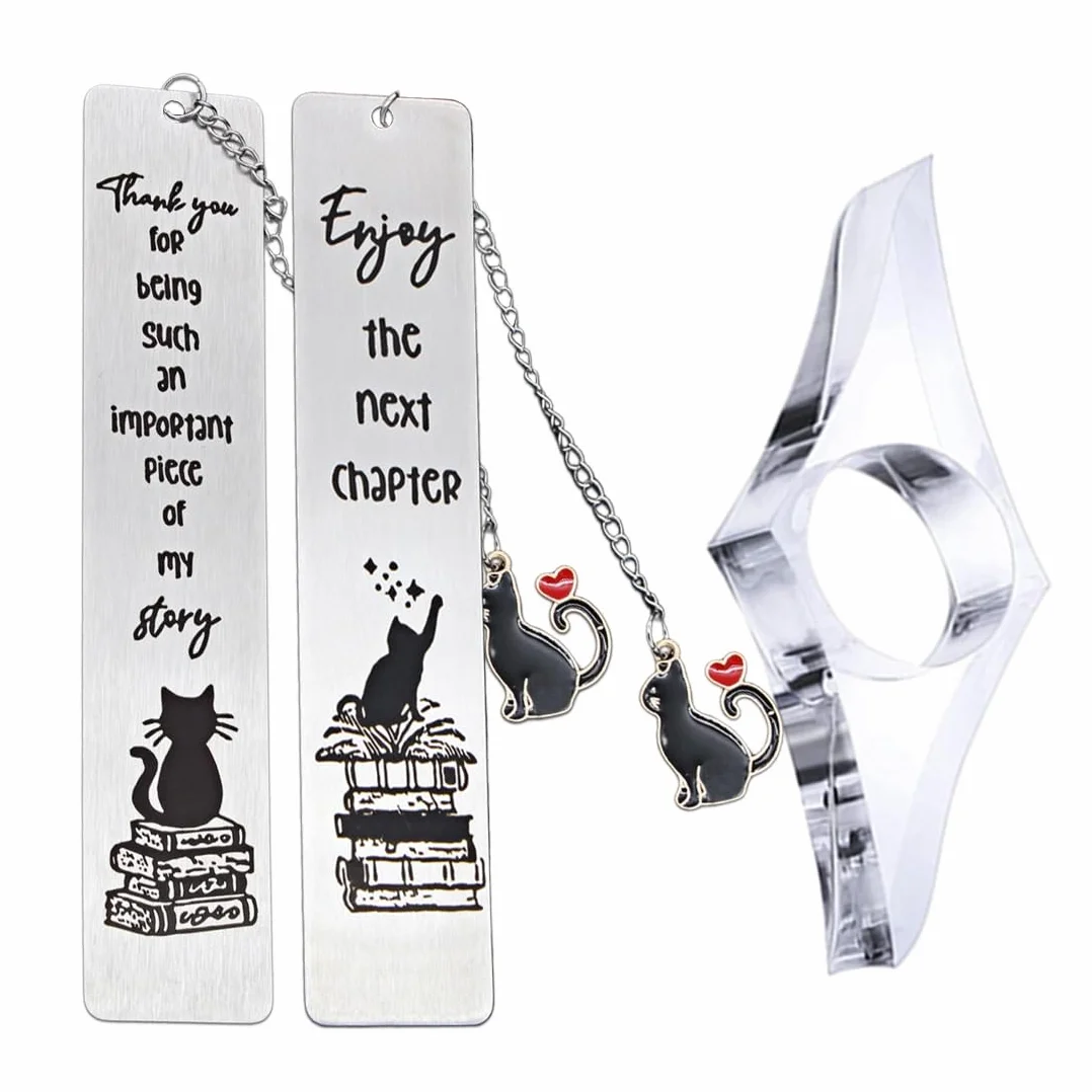 Marcapáginas de Metal con Cadena Anejo de Gato para Amantes de los Libros Regalos de Lectura