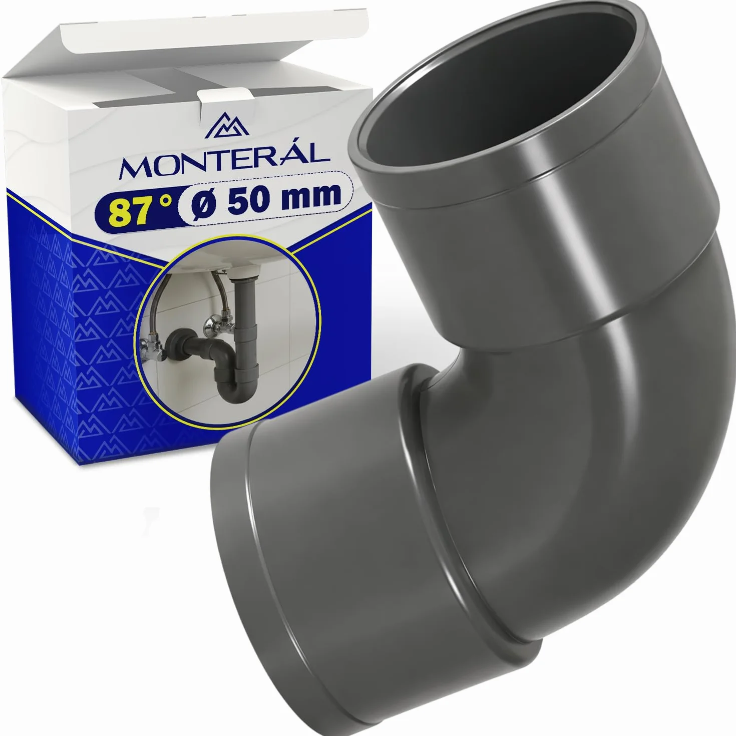 Codo PVC 87° Ø 50mm Hembra-Hembra MONTERAL para Tuberías Alcantarillado Drenaje