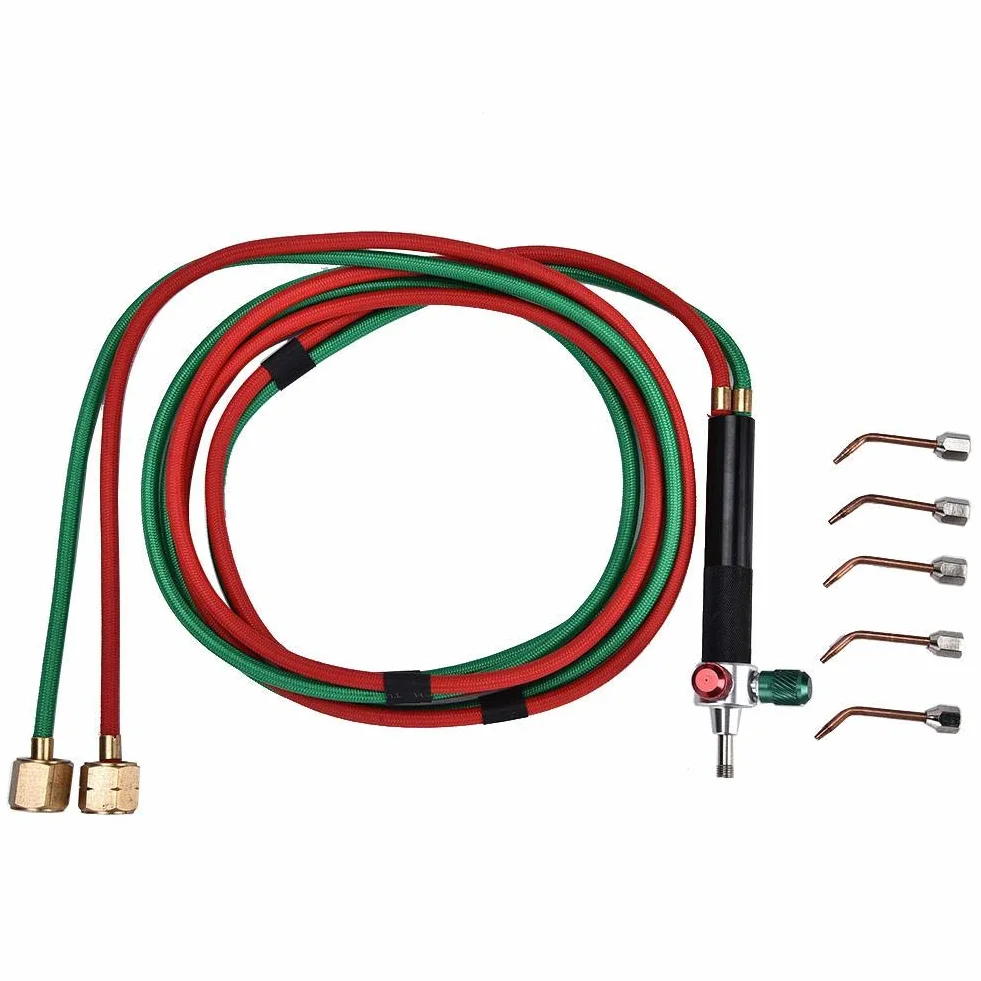 Antorcha de soldadura de joyería, equipo de procesamiento de joyería Herramienta de antorcha de soldadura de oxígeno Pistola de llama con 5 puntas