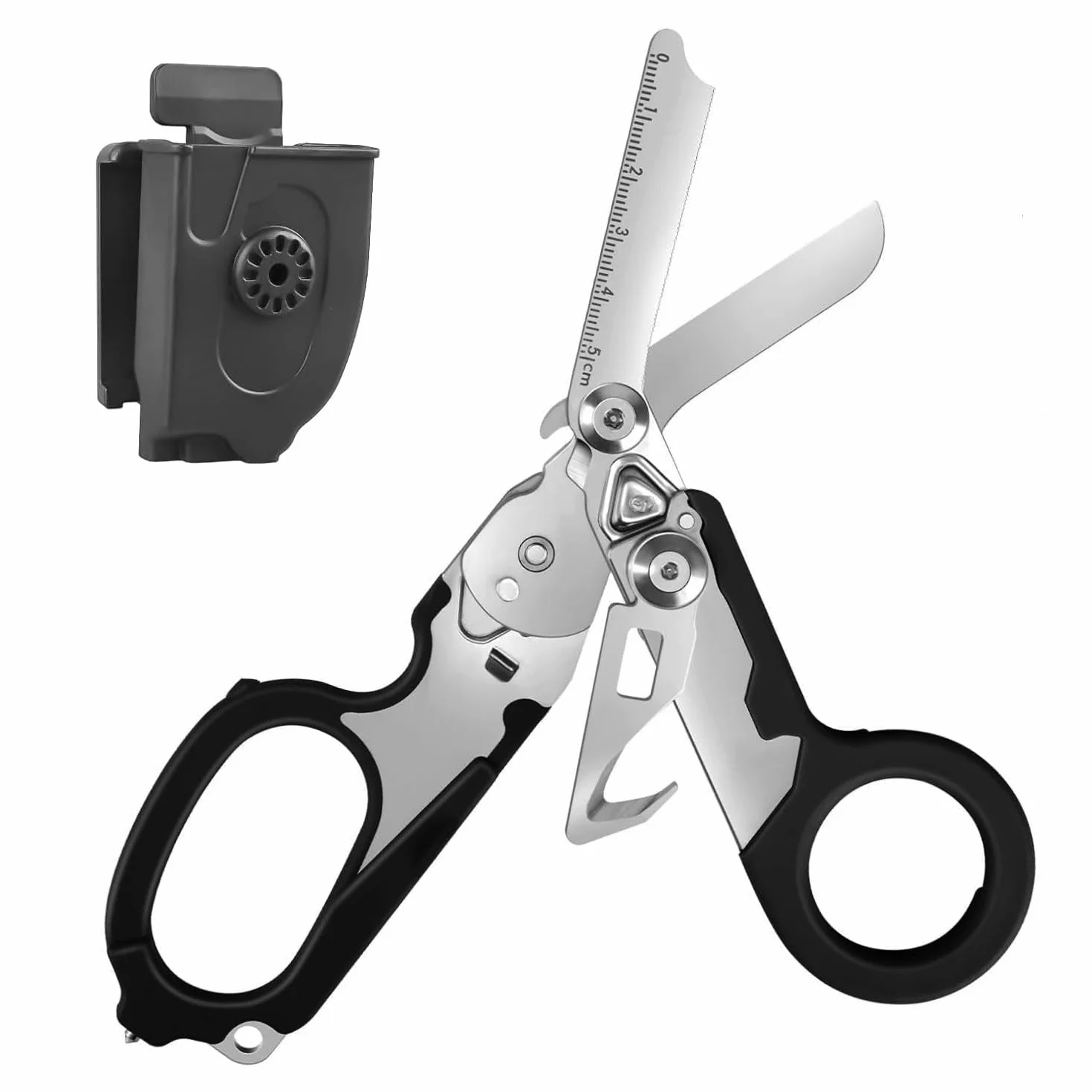 Raptor Response Tijeras de emergencia, tijeras de rescate multiherramienta con 6 funciones, tijeras plegables de acero inoxidable para uso profesional o tareas diarias
