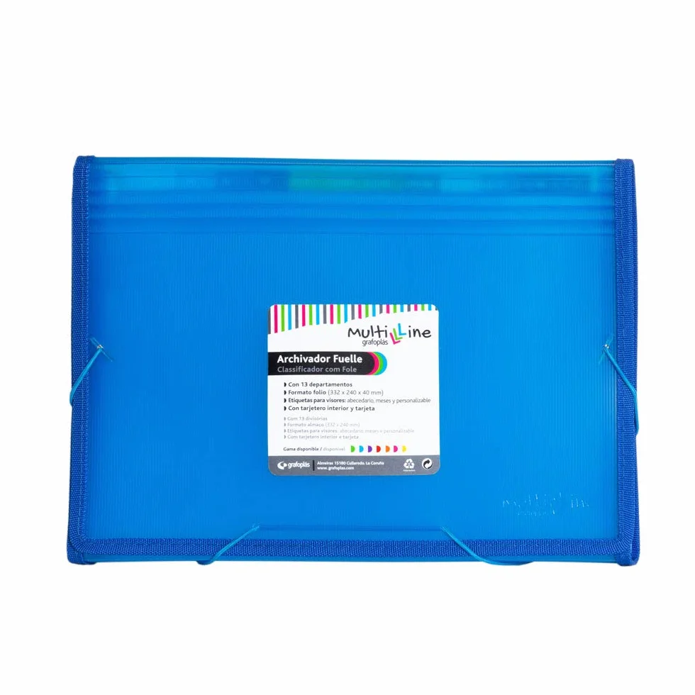 Grafoplás Carpeta clasificadora con fuelle tamaño folio azul