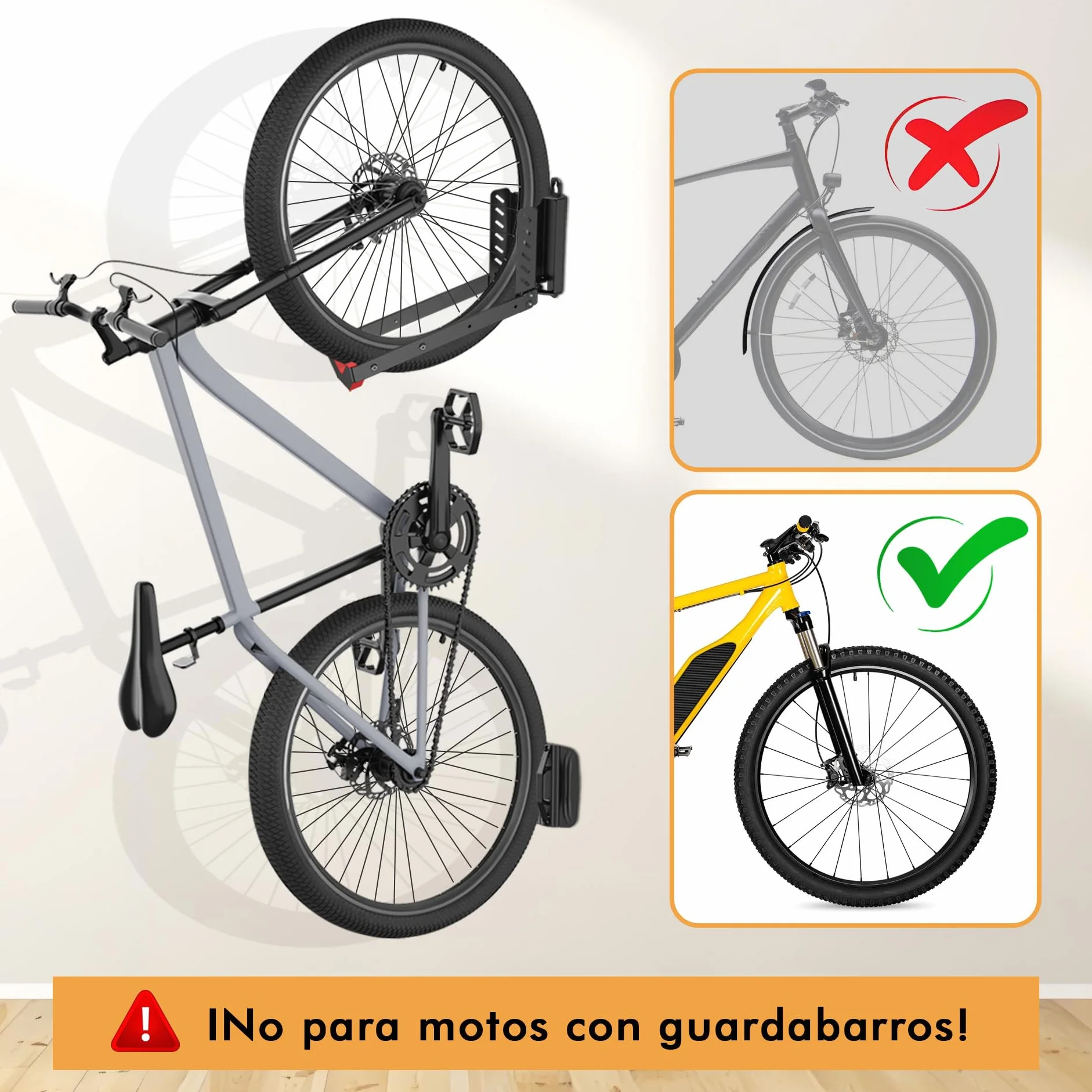 Mimoke Soporte de pared ajustable para bicicleta que ahorra espacio, diseño de elevación fácil con brazo plegable y función giratoria (1 unidad)