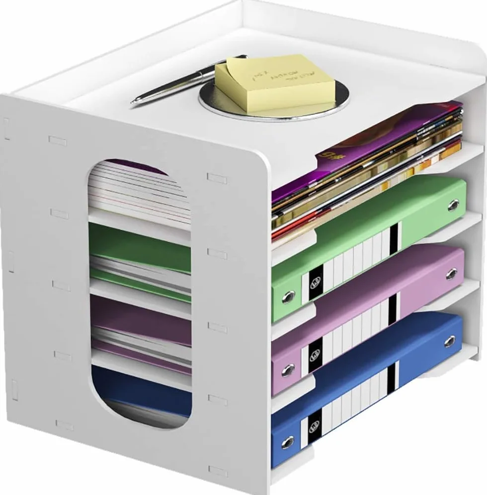 PUNCIA Archivador de Documentos A4 5 Bandejas PVC Escritorio Organizador de Archivos