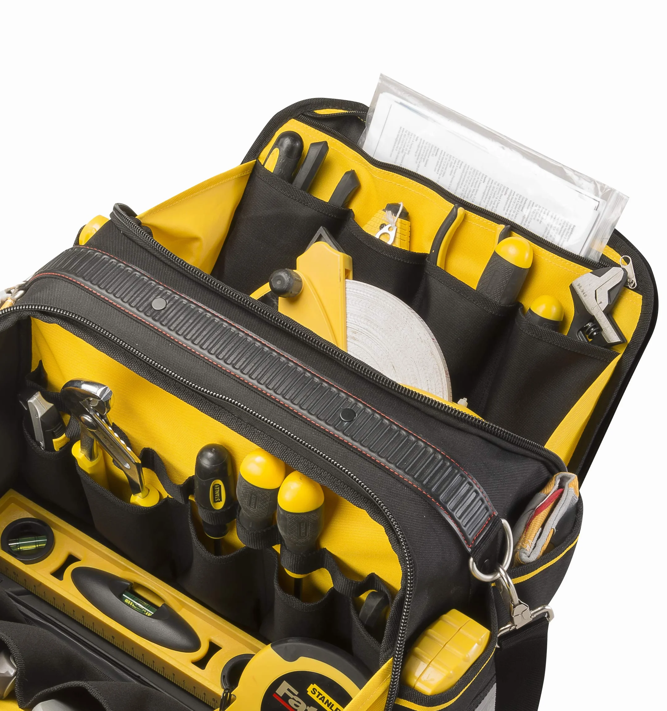 STANLEY FATMAX Bolsa de Herramientas Acceso Múltiple, Estructura Rígida, Tamaño 41x29x24 cm, Bolsillo frontal con cierre, Asa ajustable, Acceso a las herramientas, FMST1-73607
