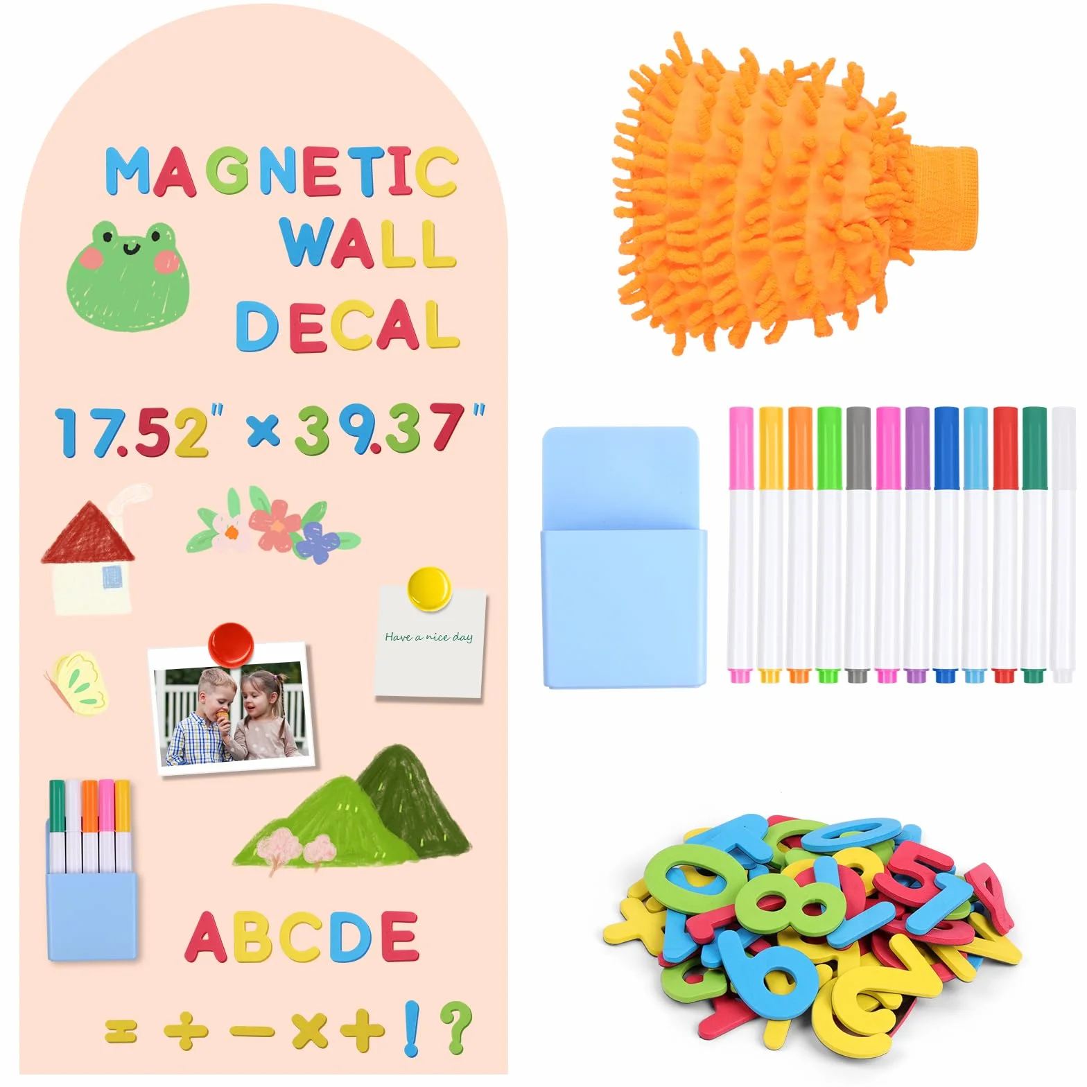 Pizarra Magnetica Infantil 44,5x100cm Papel Adhesivo Pared Tablero Autoadhesivo Recortable con Rotuladores Magnéticos
