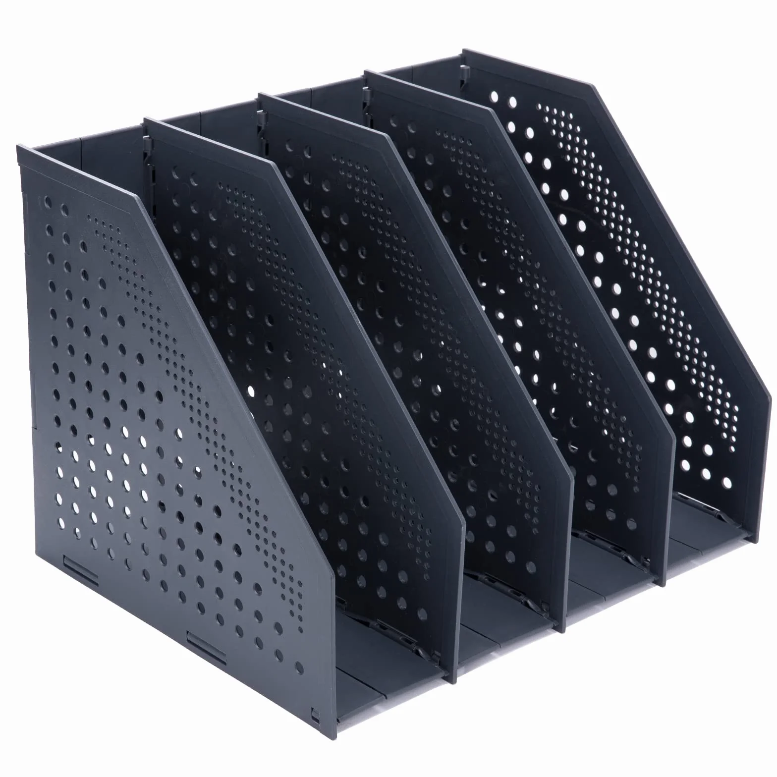 Revistero Plegable A4 4 Compartimentos Soportes para Archivadores Gris Oscuro