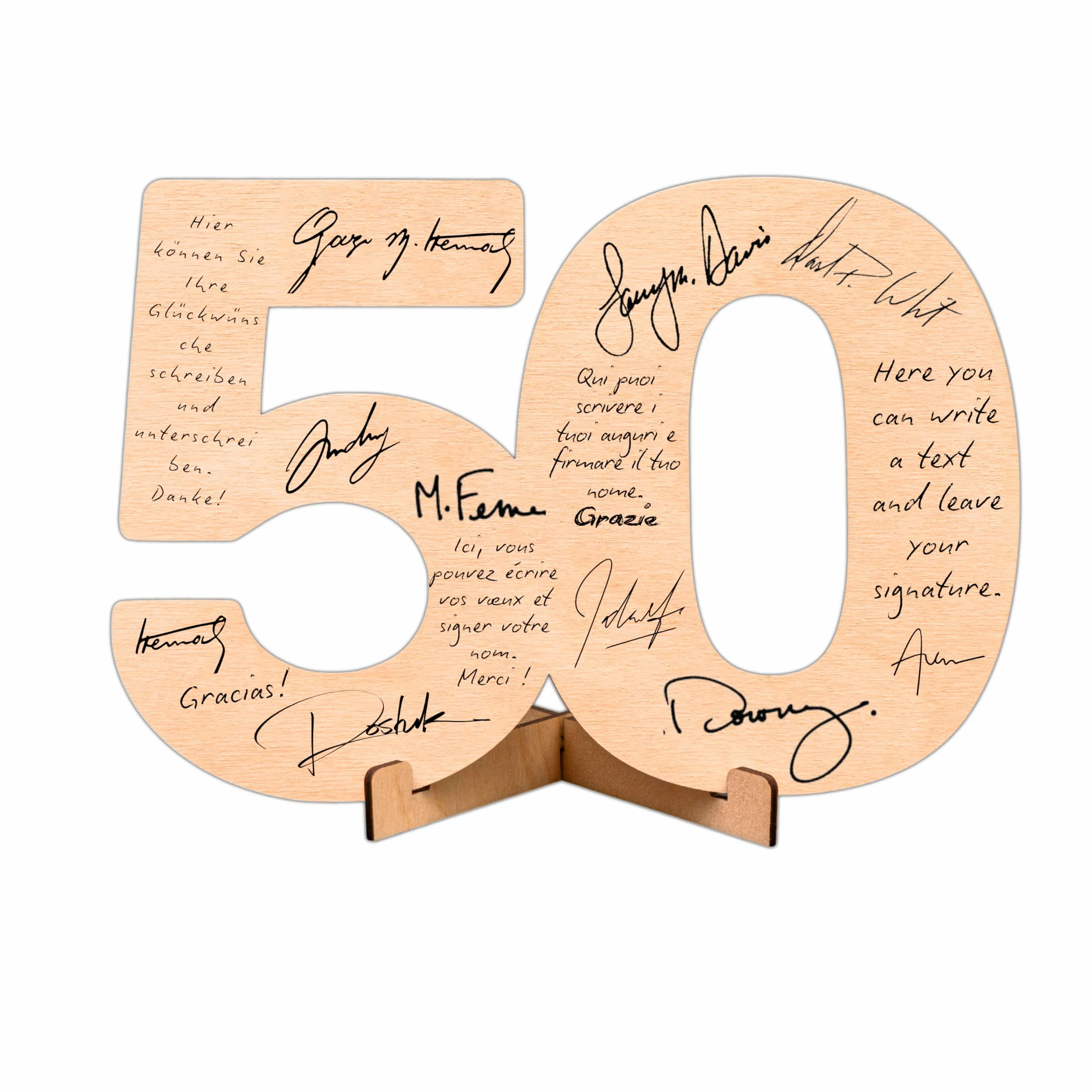 ART Número Madera 50 Cumpleaños Mujer Hombre - 50 Aniversario Bodas Oro - Regalos