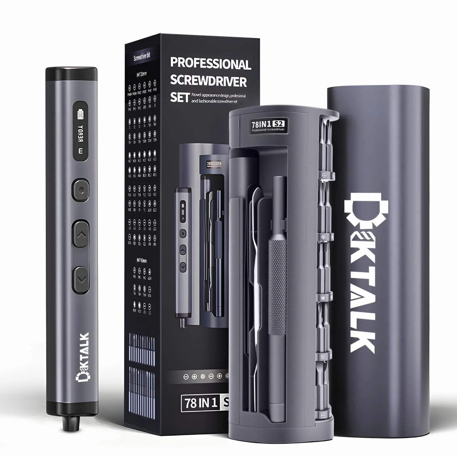 Kit de herramientas de reparación eléctrica de precisión 78 en 1 para electrónica, mini herramienta eléctrica inalámbrica con 72 puntas magnéticas y carga USB-C, juego de reparación de energía para