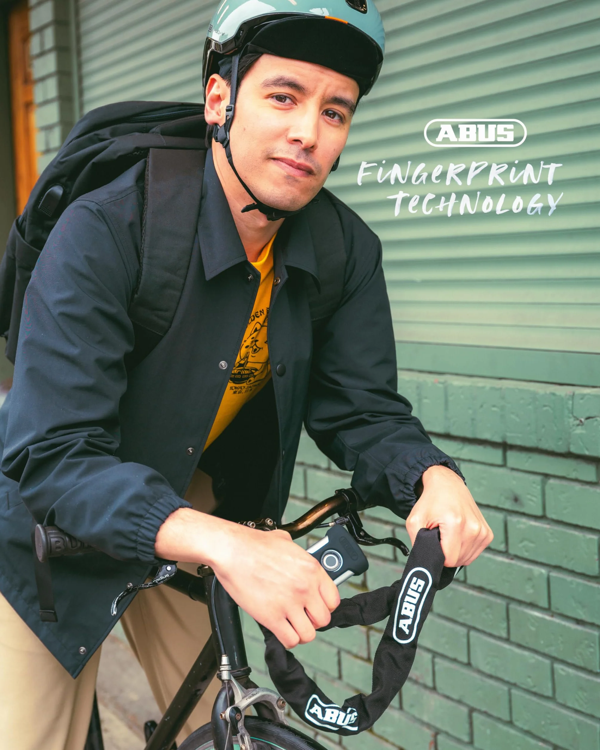 ABUS YARDO 7807F - Candado de cadena con sensor de huellas dactilares, apertura sin llave mediante huellas dactilares, resistente a la intemperie, candado para asegurar objetos, 85 cm de longitud