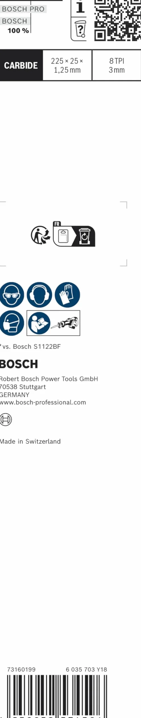 Bosch Professional Hojas de sierra sable Expert Thick Tough Metal S 1155 CHC 225 mm