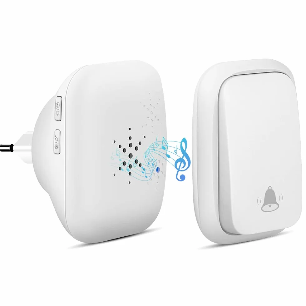 Timbre Inalámbrico sin Pilas, PDGROW Timbres Inalámbricos Impermeable Autoalimentado, 150M de Alcance, con 4 Niveles de Volumen, 38 Melodías, Indicadores LED
