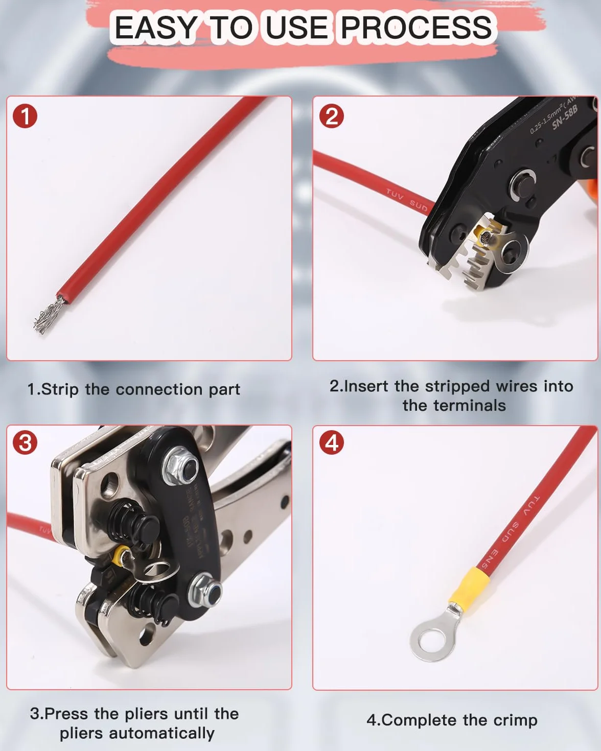 480 Piezas Terminales Eléctricos,30 Tipos terminales eléctricos con aislados,Conectores Macho/Hembra Aislados Crimp Terminal Pala y Horquilla,con Caja de Surtido, para Industria electricistas Sistema