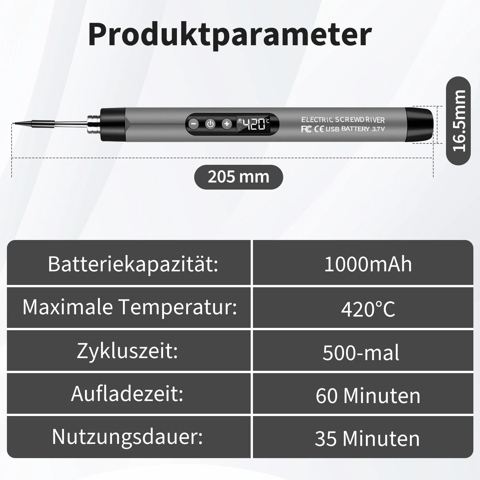 Daakro - Kit de soldador inalámbrico USB con temperatura ajustable, 3 fallas de soldadura, alambre de soldadura, pasta de soldadura, kit de soldadura para trabajos eléctricos (gris)