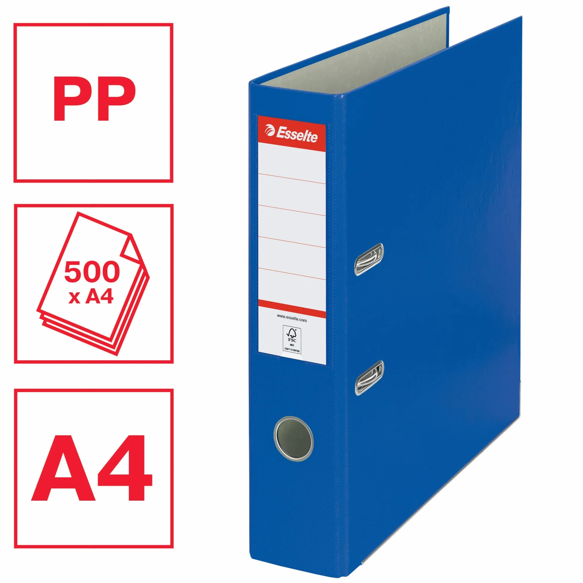 Esselte Archivador de Palanca con Anillas Essentials A4 500 Hojas 75 mm 3 Unidades Azul