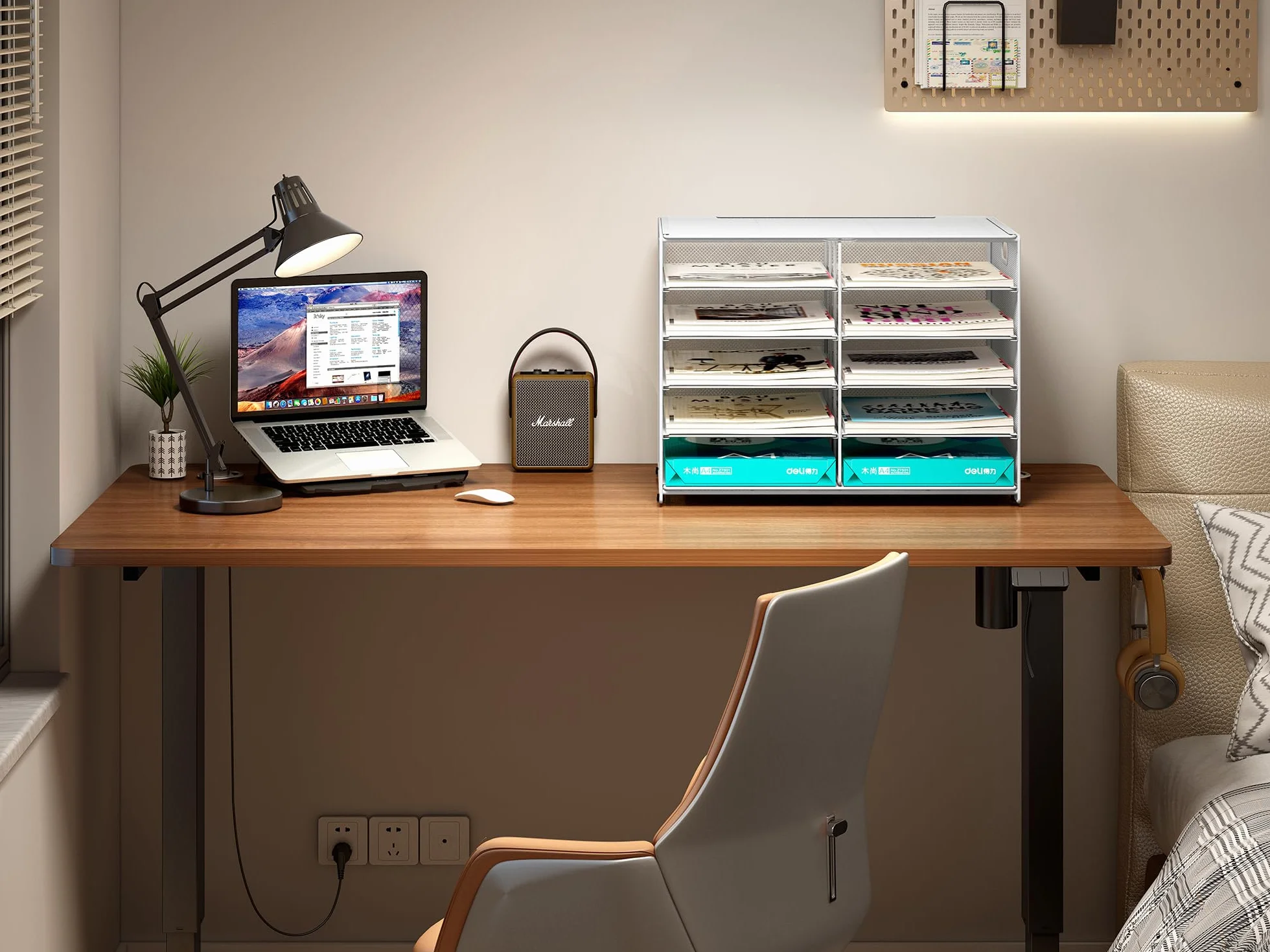 EasyPAG Metal Malla A4 Bandeja Archivador Organizador Escritorio, Blanco