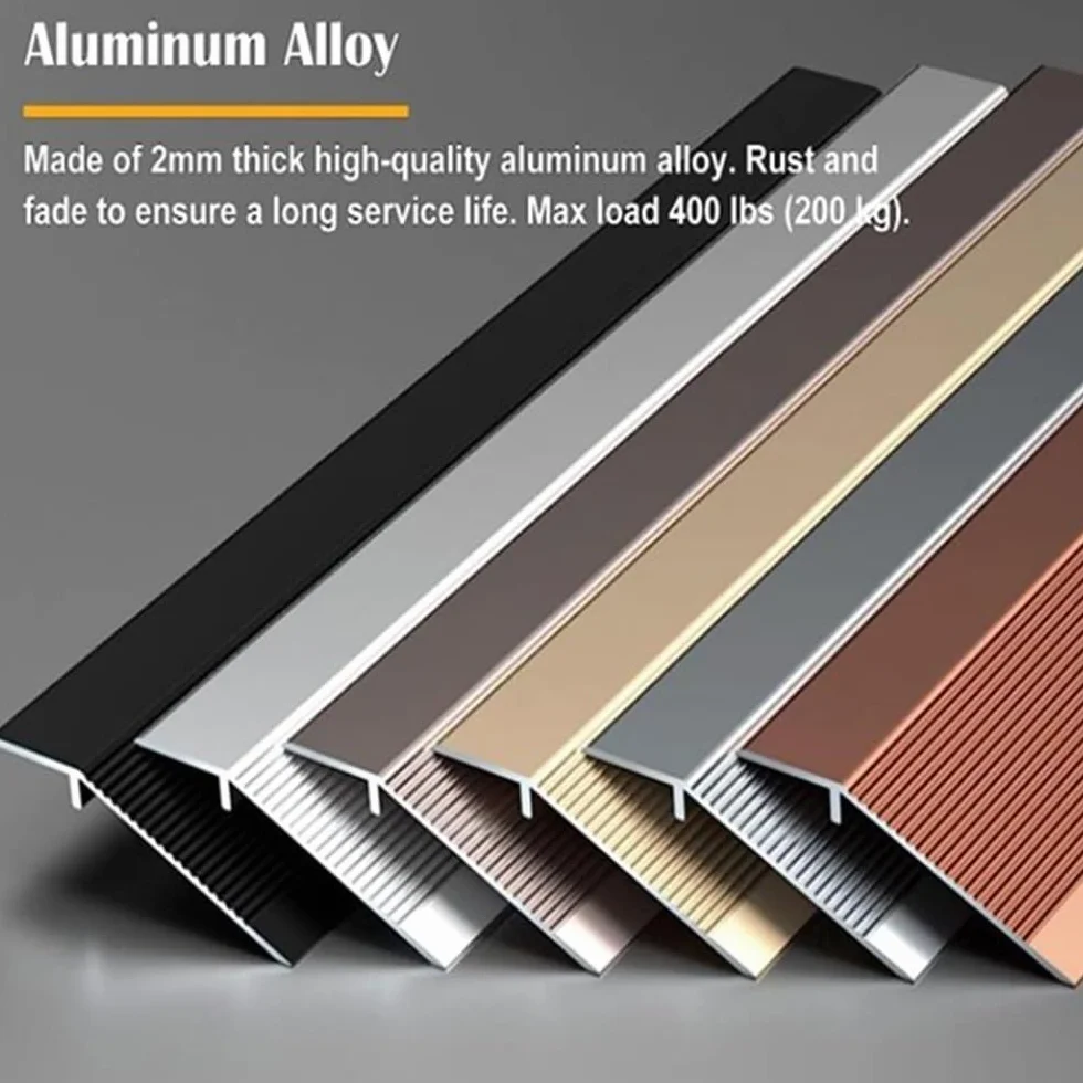 SKINCATE Tira De Umbral 10cm Extra Ancho Perfil De Transición De Aluminio, Tira De Transición De Suelo Reductor De Umbral Altura 10mm-50mm, Madera A Azulejos, Laminado A Baldosa(Gold)