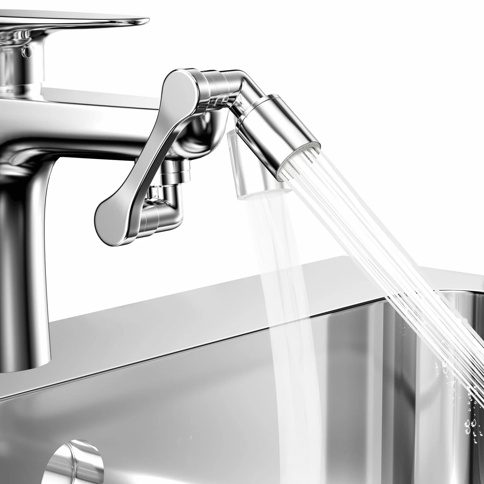 Aireador de Grifo Extensor Giratorio 1080°, Universal Extension Difusor Con 2 Modos de Chorro para Baños y Cocinas