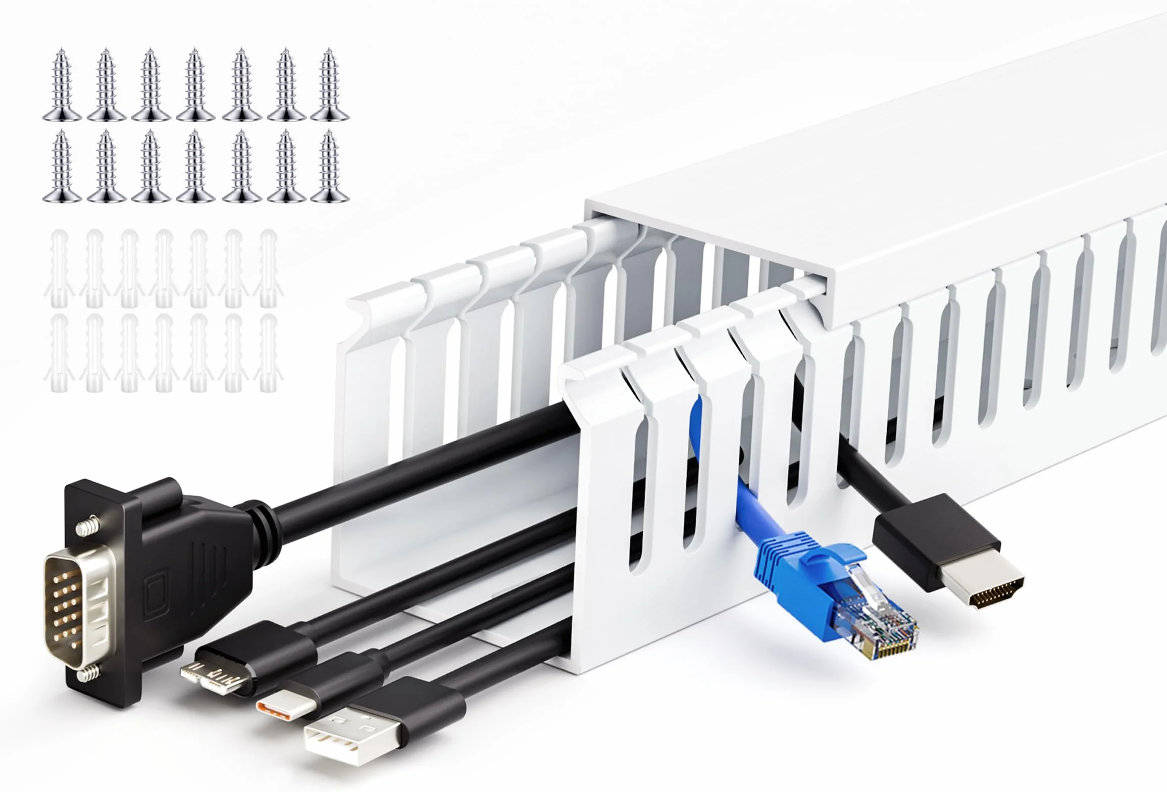 ZhiYo Canaleta de gestión de cables profesional de 167.6 cm (4 x 16.5 pulgadas de largo) para servidores, kit de conductos de cables de 2 pulgadas de alto x 2 pulgadas de ancho, conducto de alambre de